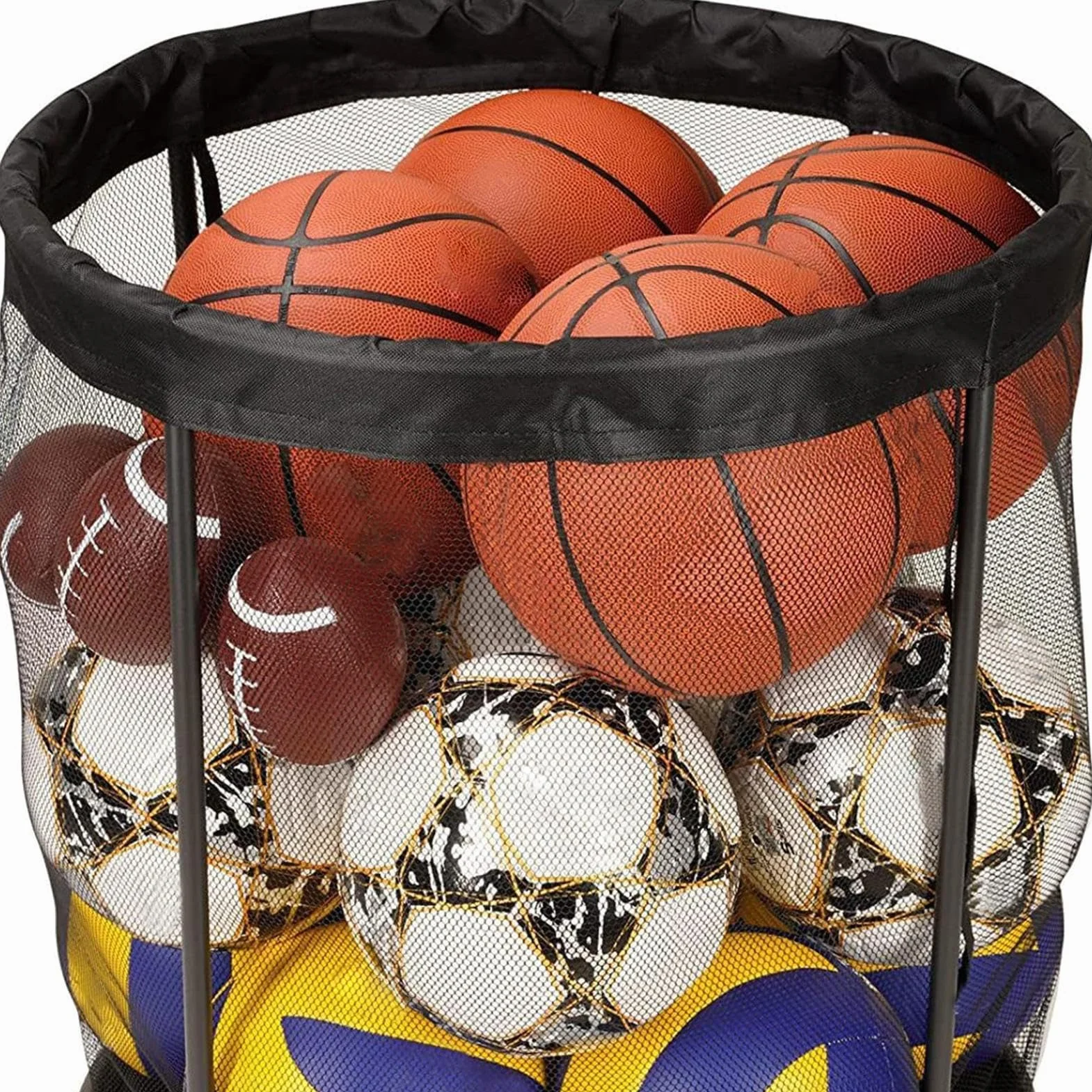 Organizador de Pelotas Caja Contenedor Portátil Red de Almacenamiento para Garaje Exterior Jardín Deportes