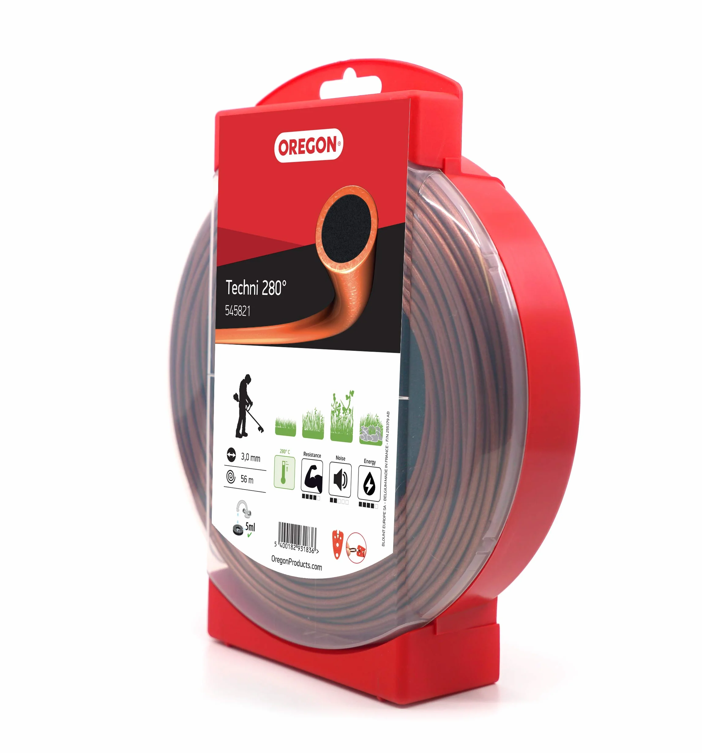 Oregon Hilo Resistente al calor para Desbrozadora 3mm, Hierba, Maleza, Vegetación y más, Hilo de Nylon de Gran Resistencia, Compatible con la Mayoría de Modelos Estándar, 3.0mm x 56m (545821)