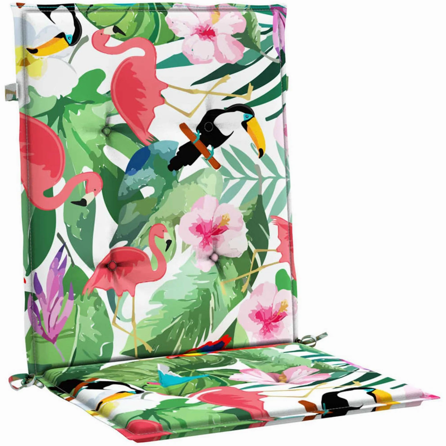 Cojines para Silla con Respaldo bajo 2 uds Tela Multicolor, Cojines para Butacas De Jardin, Cojines Sillas Cocina, Cojines para Sillas De Terraza, Cojin Silla Exterior - 361325