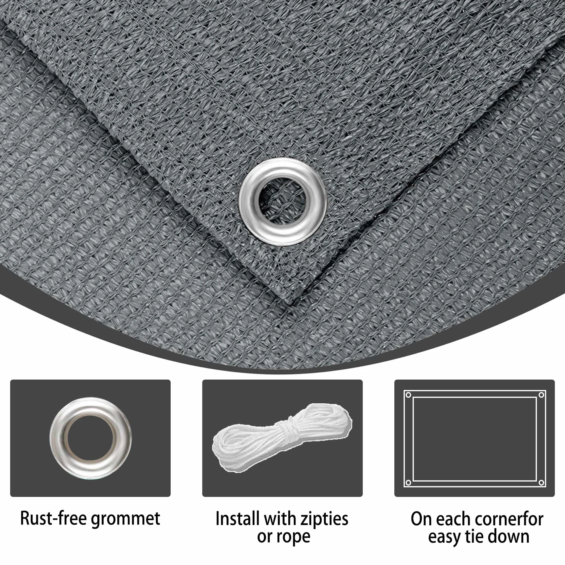 Malla de Sombreo 1.5 x 5 m Protección UV Toldo Camping con Ojales y Cuerdas de Sujeción para Patio Exterior, Jardín, Terrazas, Pergola, Blanco