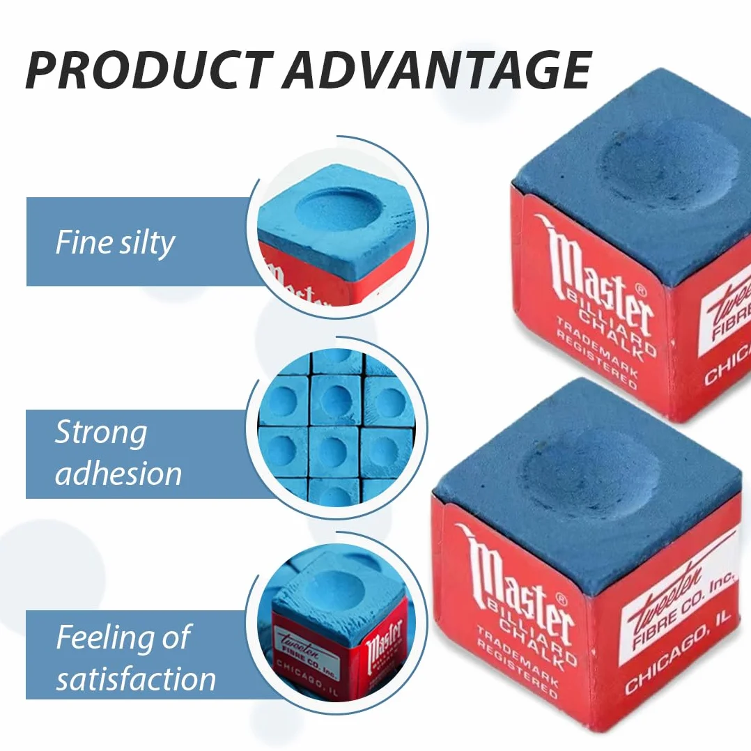 CATOR 12 piezas Tiza de billar azul para mesa de billar accesorios