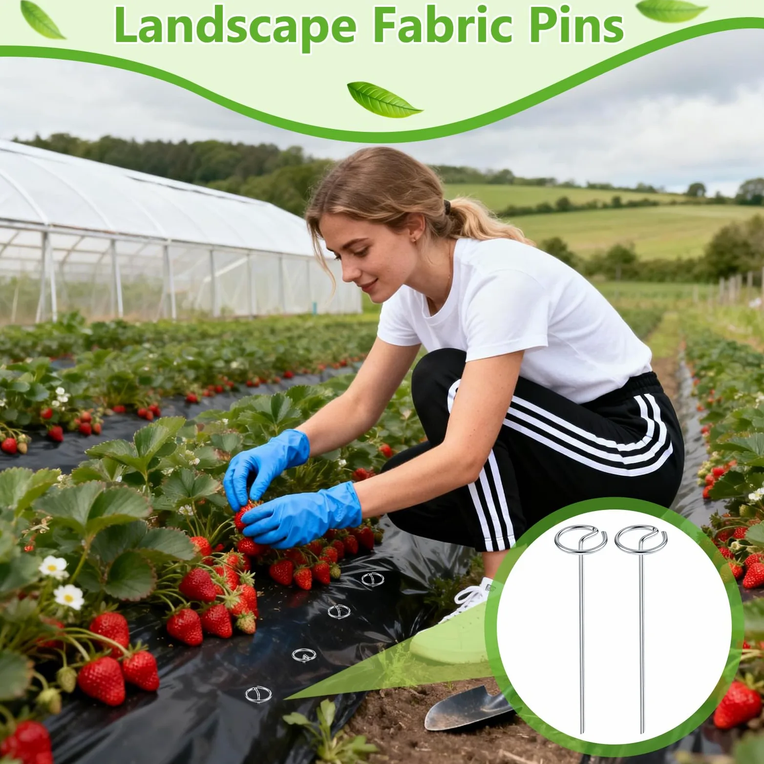 200 piezas de tela de paisaje alfileres en forma de G Grapas de acero al carbono galvanizado estacas de jardín 6 x 1,2 pulgadas para protección de malezas para jardín, patio, cubierta de