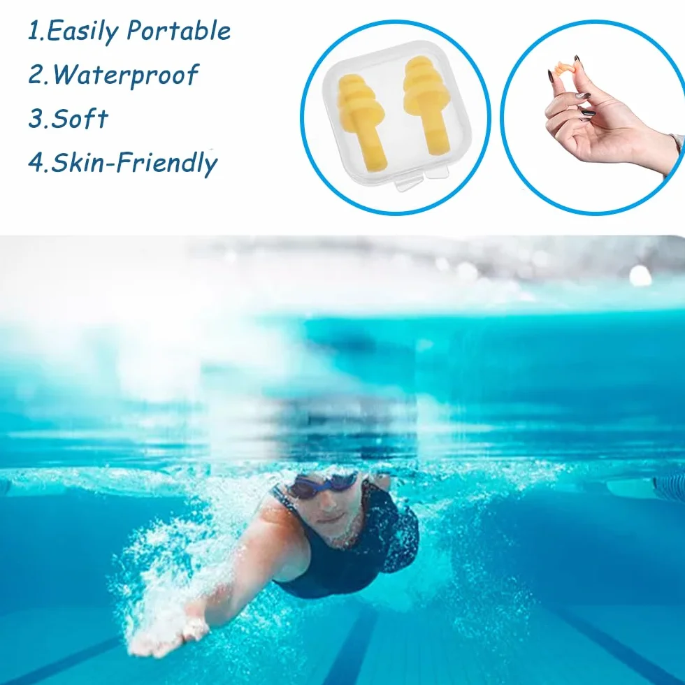 Tapones para Oídos de Silicona para Natación Dormir Buceo - 5 Pares Multicolor Niños Adultos