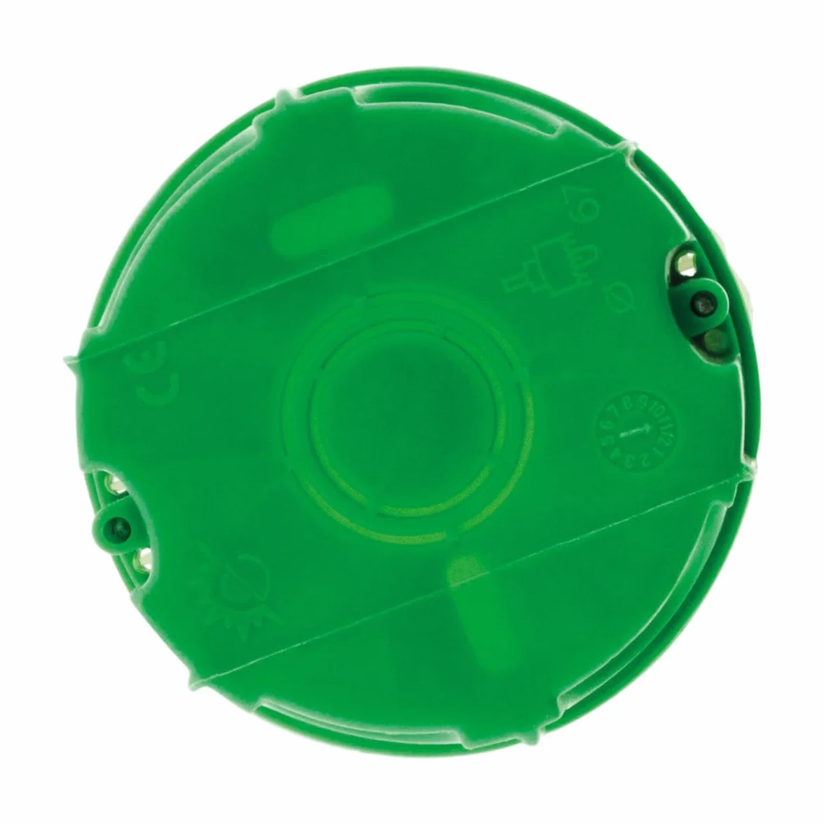 Zenitech - Caja de Empotrar Ø 67 mm P 40 mm - Compatible con Equipos a Tornillo y Uñas - Alta Resistencia al Fuego 850° - Para Muros de Bloque o Ladrillo - Incluye Tornillos - Verde