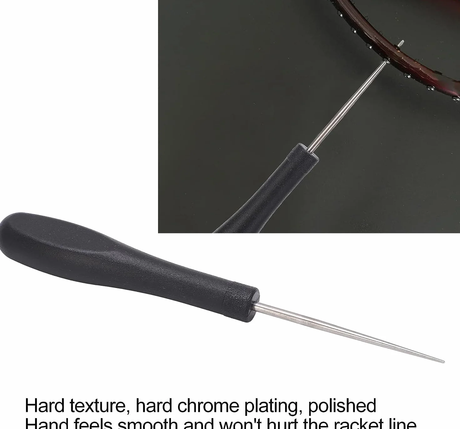 Herramienta para Encordar Raquetas de Tenis, Punzón Recto de Encordado con Mango Antideslizante (Negro)