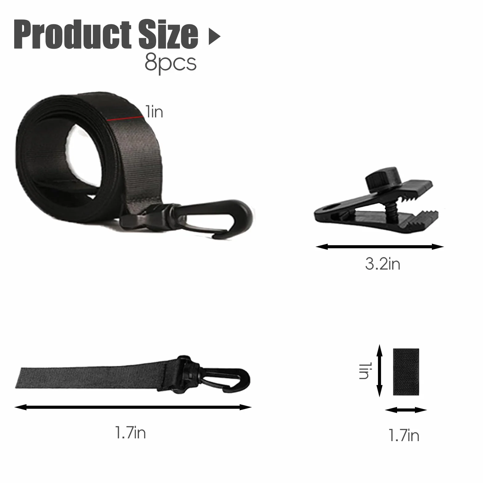 Enrollador de piscina, juego de 8 bandas de sujeción y 8 grapas, accesorios de cubierta, correas de cubierta solar y clips, para láminas solares para lonas de piscina, cubiertas