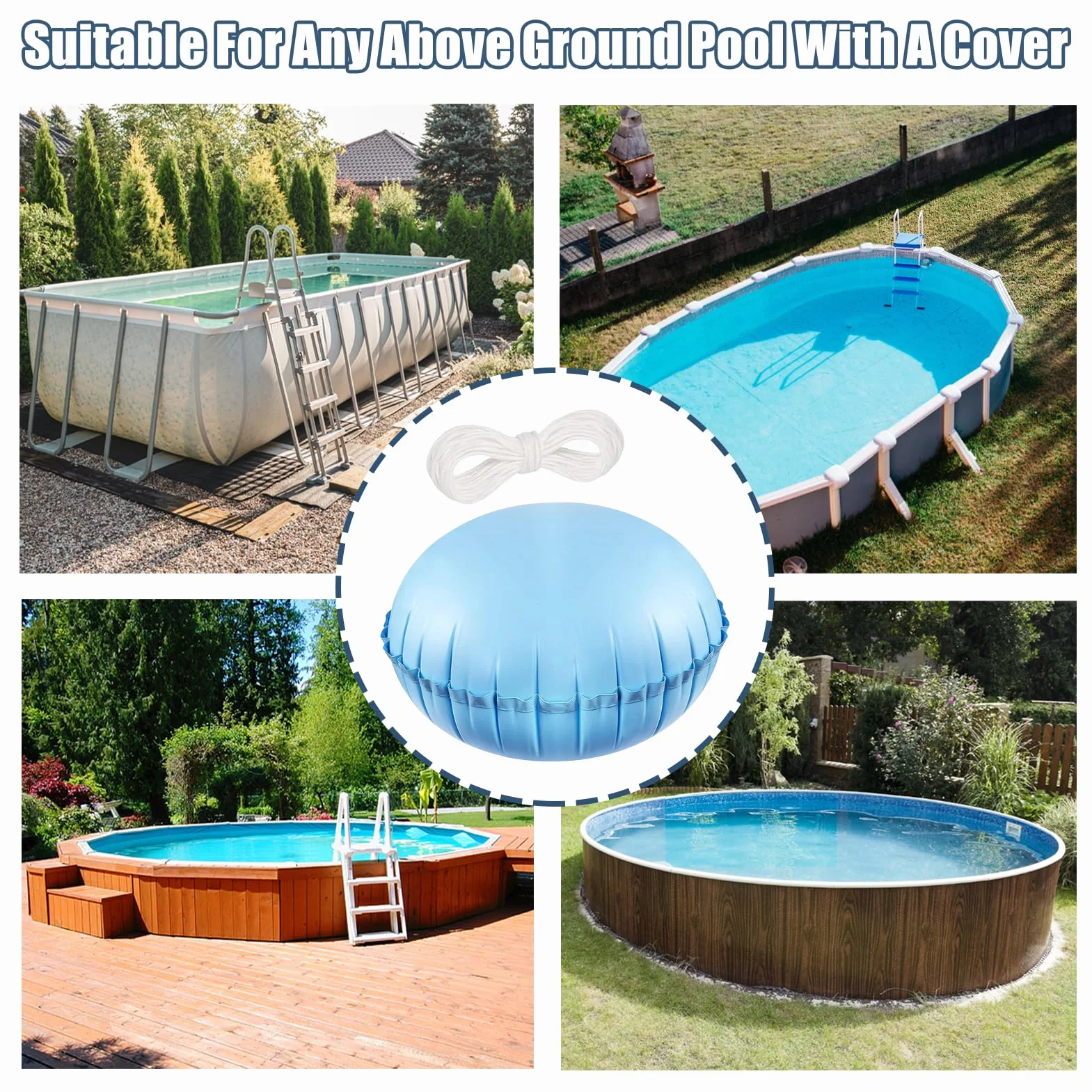 Byhsoep Cojín de aire para piscina, accesorio de invierno, 80 x 80 cm, cojín de aire para piscina de invierno XXL, cojín de piscina de invierno, redondo, 360 cm, protector de invierno engrosado 0,6 mm