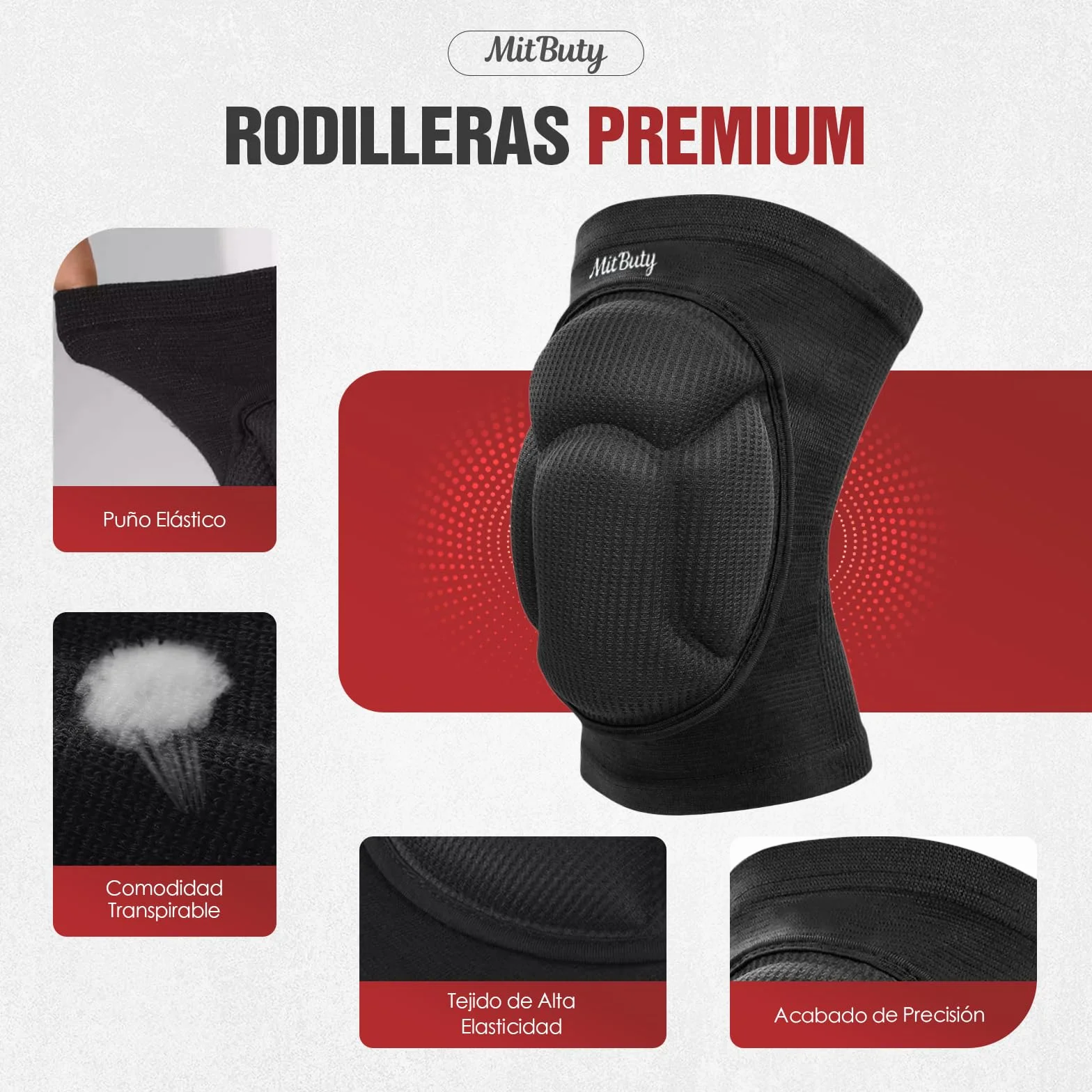 Rodilleras Protectoras de Trabajo y Deporte – 1 Par Almohadillas de Espuma Gruesa para Voleibol, Danza, Gym