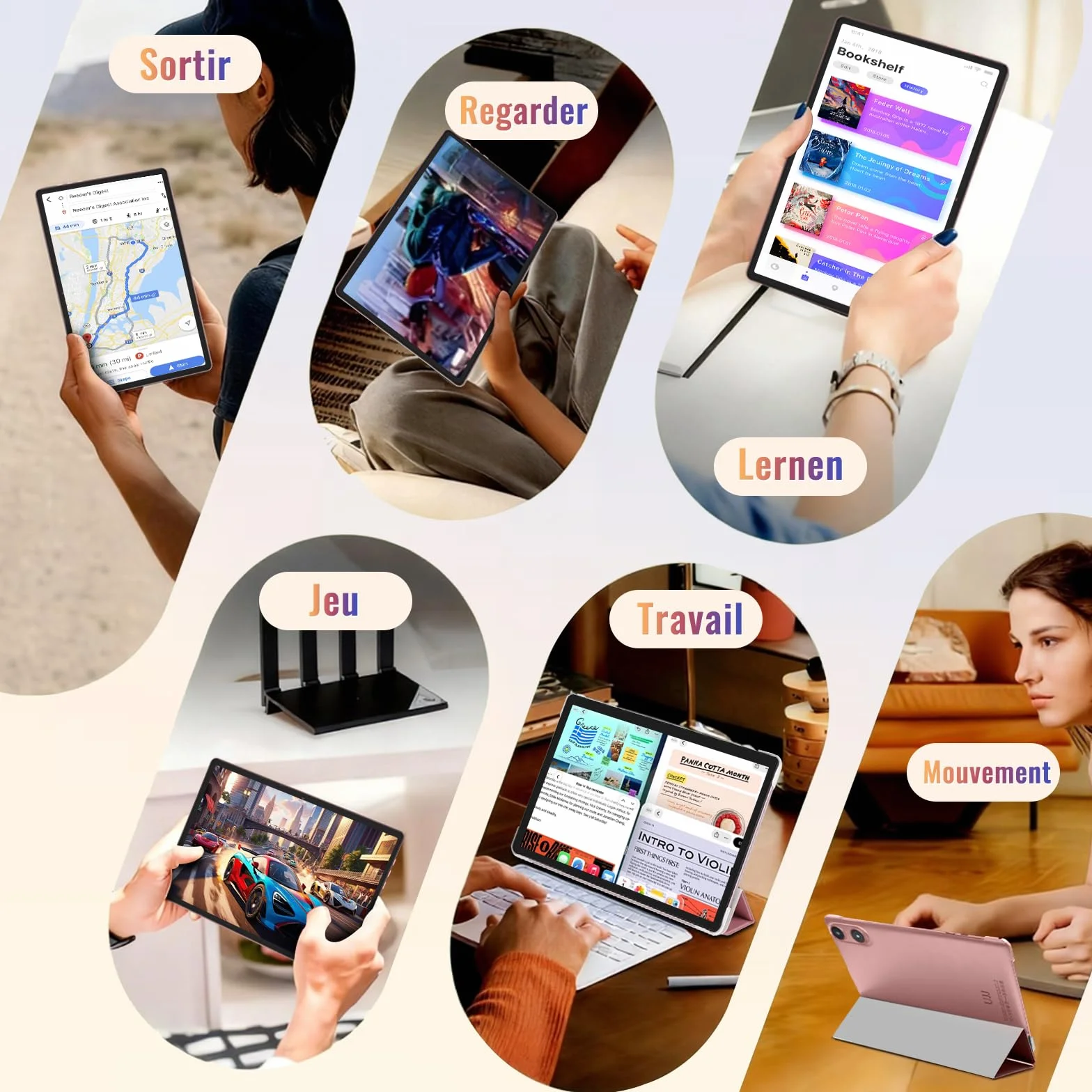 Gemini AI Tablet Android 15 10 Pulgadas 64GB ROM Octa-Core 5G WiFi 6 Widevine L1 GMS Bluetooth 5.0 1280x800 FHD IPS con Teclado y Ratón Rosa