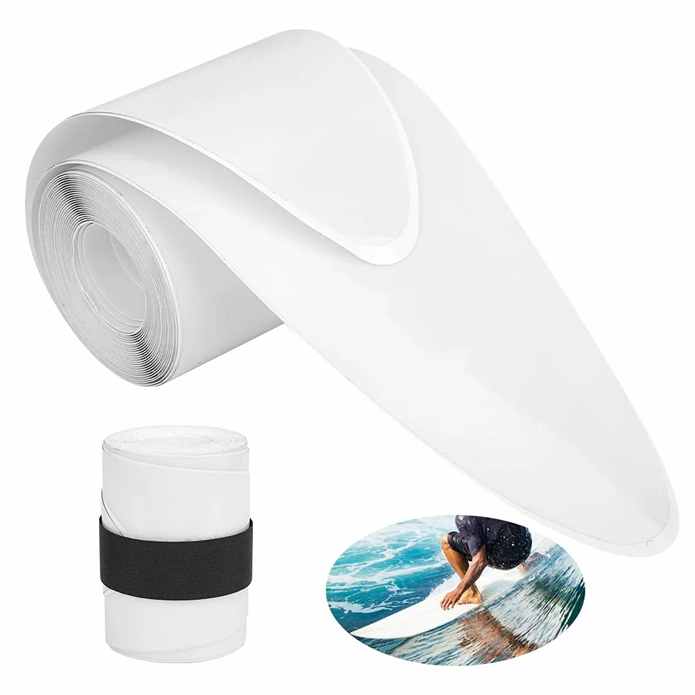 BORDSTRACT 2 PCS PVC Paddle Board Rail Tape 3.5" x81.9" Stand Up Paddle Board Rail Savers Surfboard Edge Protection Tape Transparent Honey Comb Design