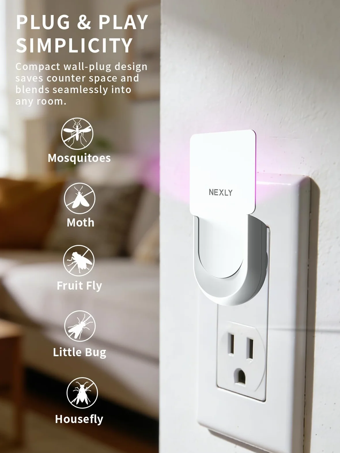 NEXLY MK030 - Trampa para moscas de la fruta para interiores, trampas para moscas de frutas para interiores, trampas para moscas de luz nocturna, para el hogar, dormitorio, sala de estar, cocina (1