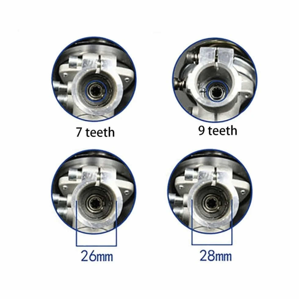 Apto for Cabezales de Engranajes de 26 mm y 28 mm for desbrozadoras y cortacéspedes. Repuestos for Cabezales de Engranajes de cortacéspedes. Herramientas de jardinería. 7-9 Dientes.(28-9)