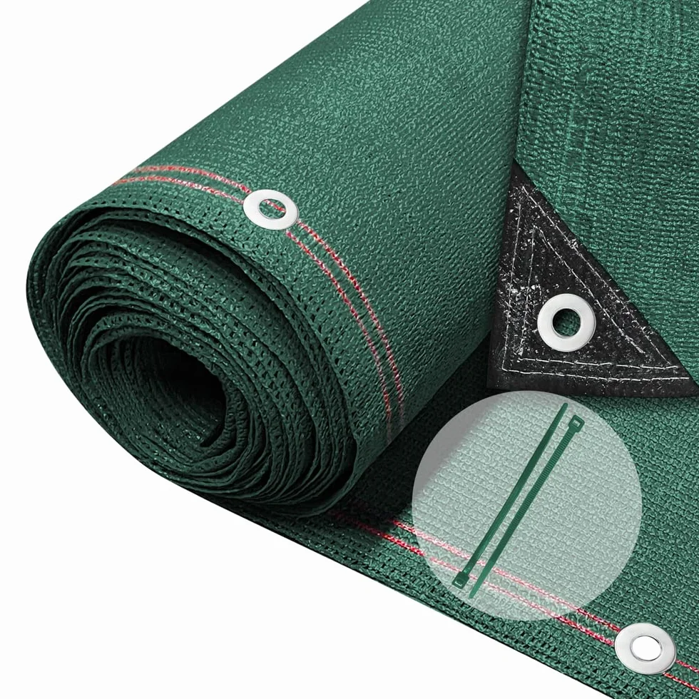 VOUNOT® Malla Sombreo y Ocultación 1.5×10m, Valla Privacidad 230 g/m² HDPE Protección UV, Red de Sombra con Bridas, para Jardín, Huerto, Balcón, Verde