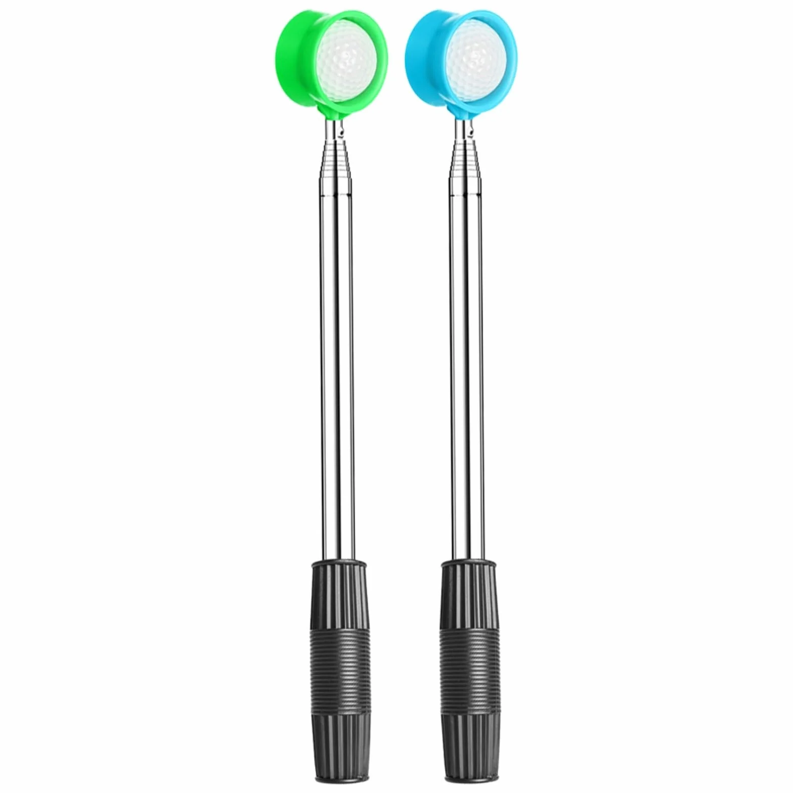 Recuperador telescópico de pelotas de golf de acero inoxidable de 12 pies, con agarre antideslizante y copa doble cara