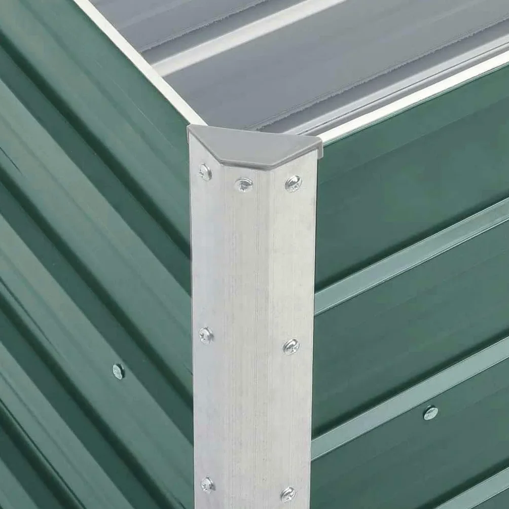 vidaXL Arriate de Jardín Macetero Caja para Plantar Plantas Macetas de Patio Exterior Acero Galvanizado Verde 240x40x45 cm