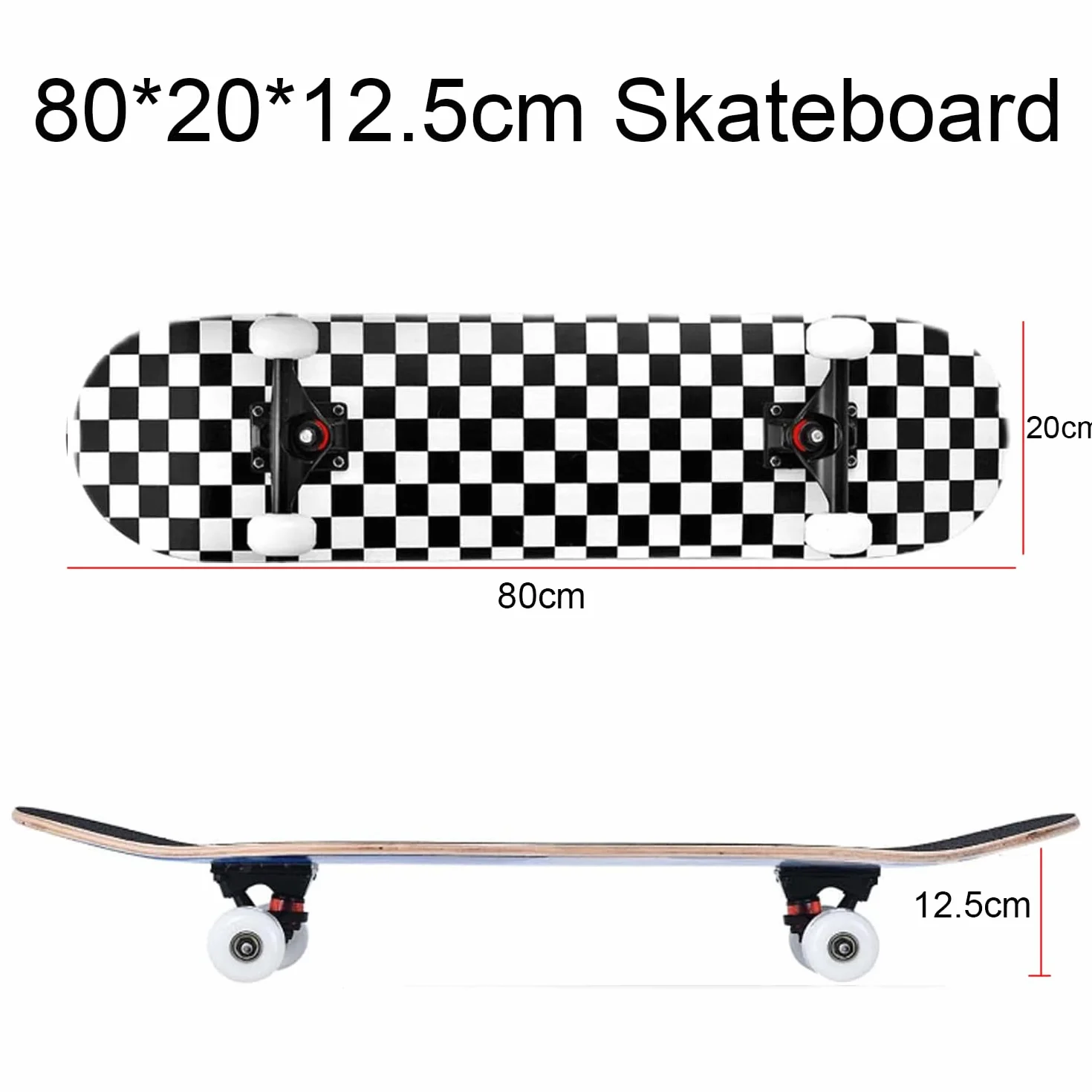 ERNAN Skateboard Completo 31x8 Pulgadas 7 Capas Madera Arce ABEC-7