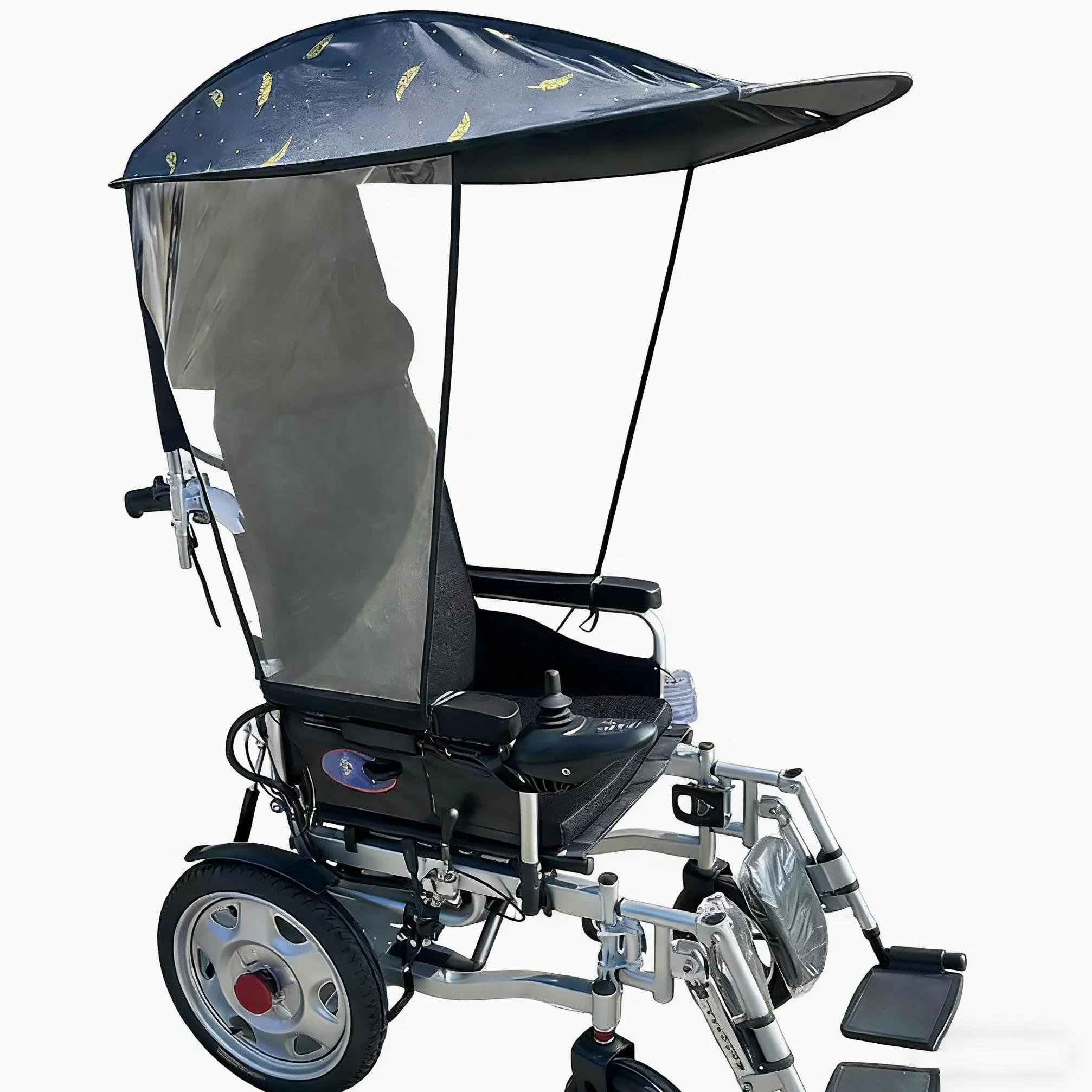 Cubierta para silla de ruedas para lluvia y sol, barra de altura ajustable, abrazadera antideslizante, material duradero, no se desgasta
