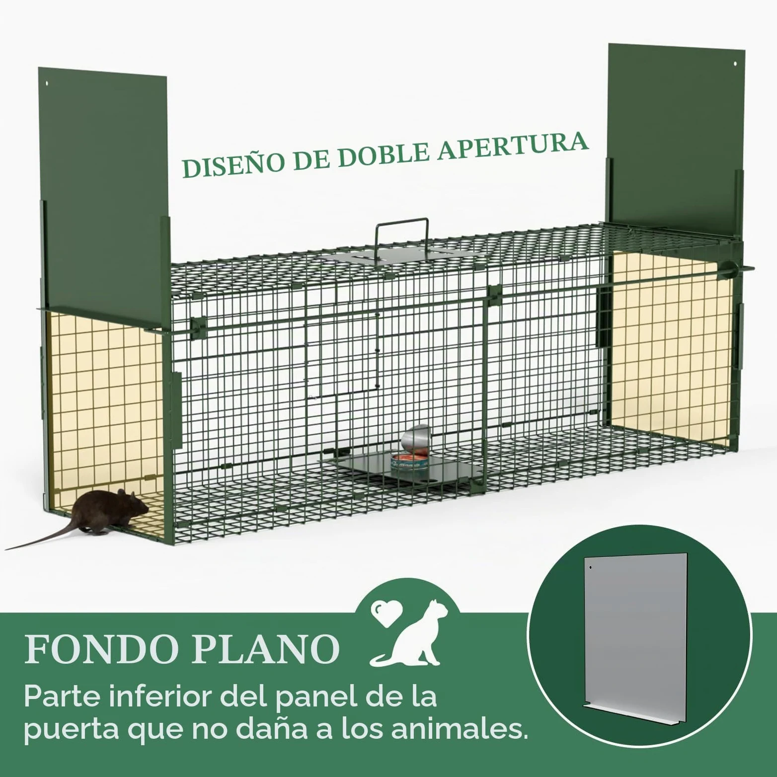 Trampa Animales Vivos 100 X 29 X 31.5 cm Jaula Trampa Gatos Grande Trampa para Gatos