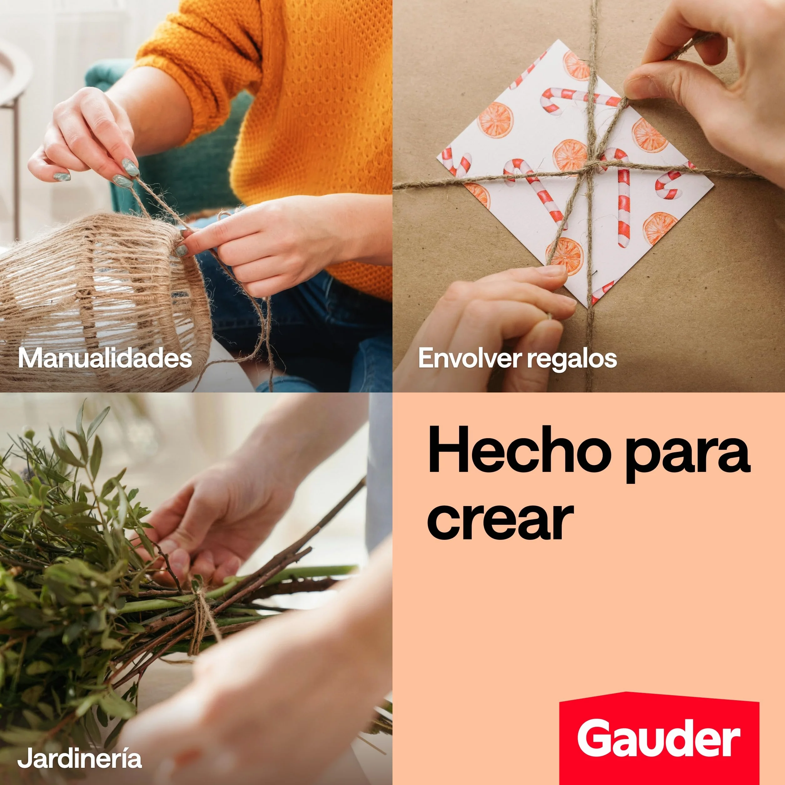 GAUDER Cordel de Yute Natural (100 m x 2 mm) – Hilo de jardín & ataduras para Plantas – Cuerda para macramé & Manualidades – Cordel de Embalaje – Decoración Natural