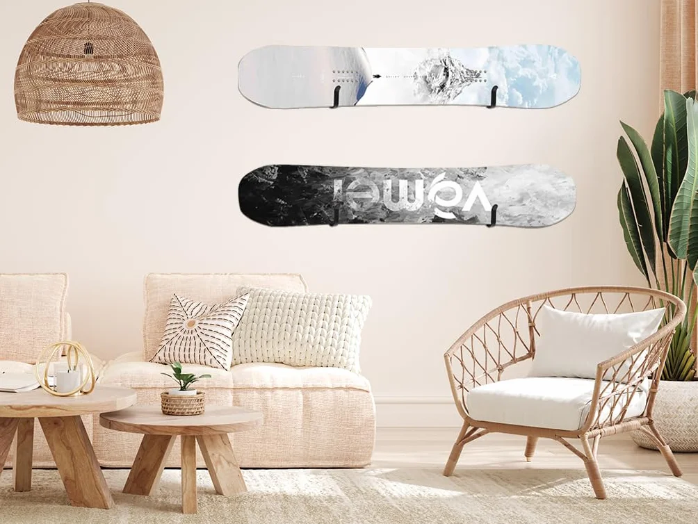 Soporte de Pared para Snowboard, Horizontal Wall Mount para Snowboard, Skateboard, Esquís, Patines, 6 Piezas con Tornillos