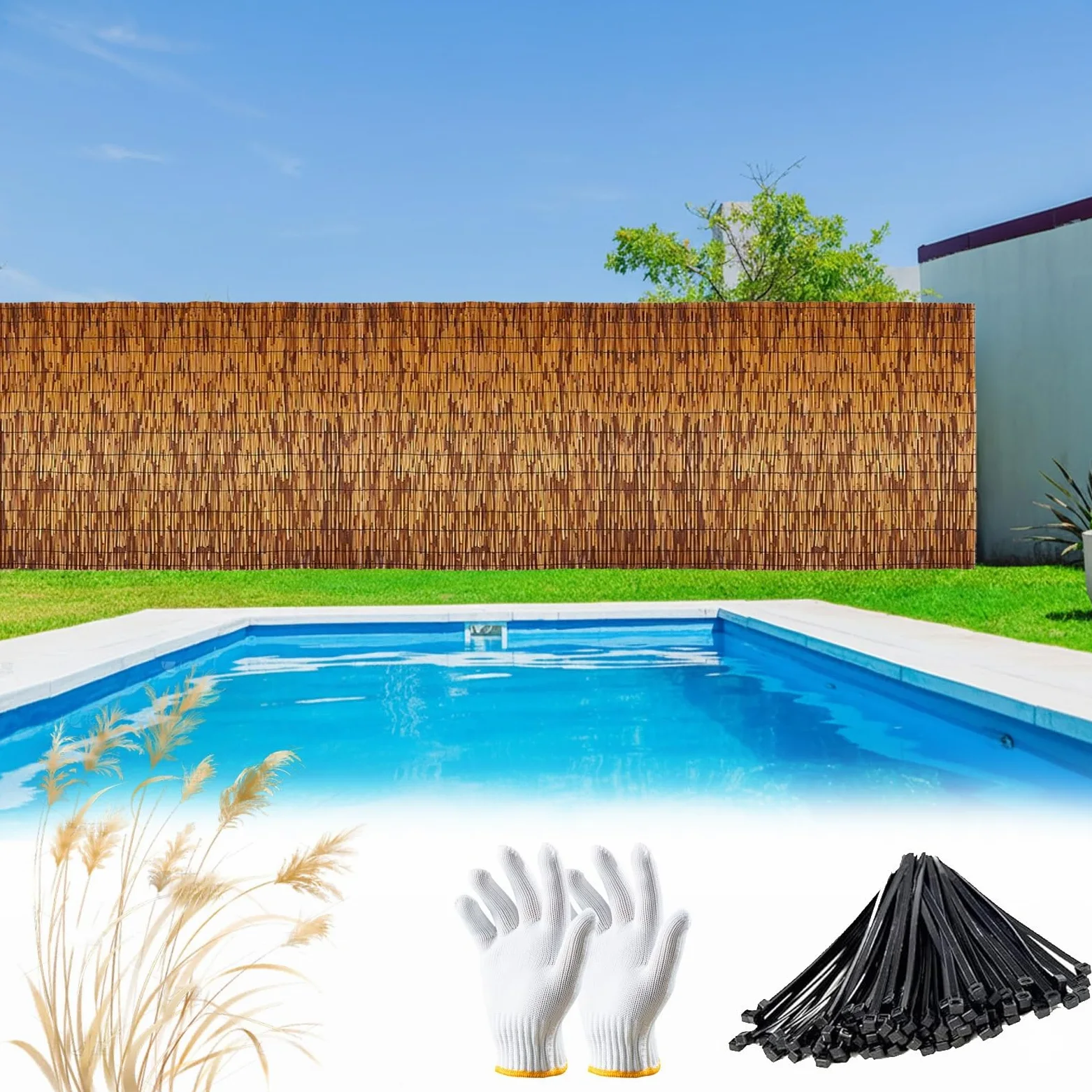Rollo de Valla Cañizo, Natural Valla de Bambú for Jardín Exterior Piscinas Techos y Patios, Pantalla de Valla Caña Resistente a La Intemperie Y La Privacidad(Marrón,H150cmxL1000cm)