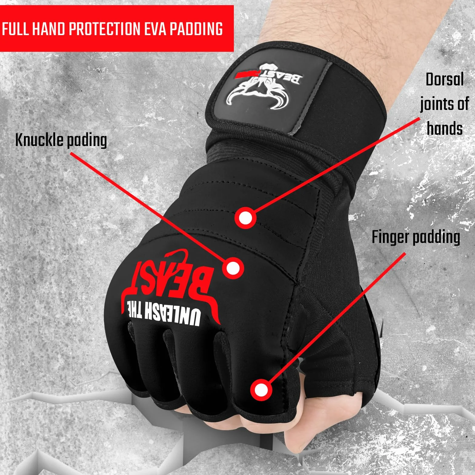 BEAST RAGE Guantes MMA Medio Dedo Kickboxing Sparring Boxeo Entrenamiento