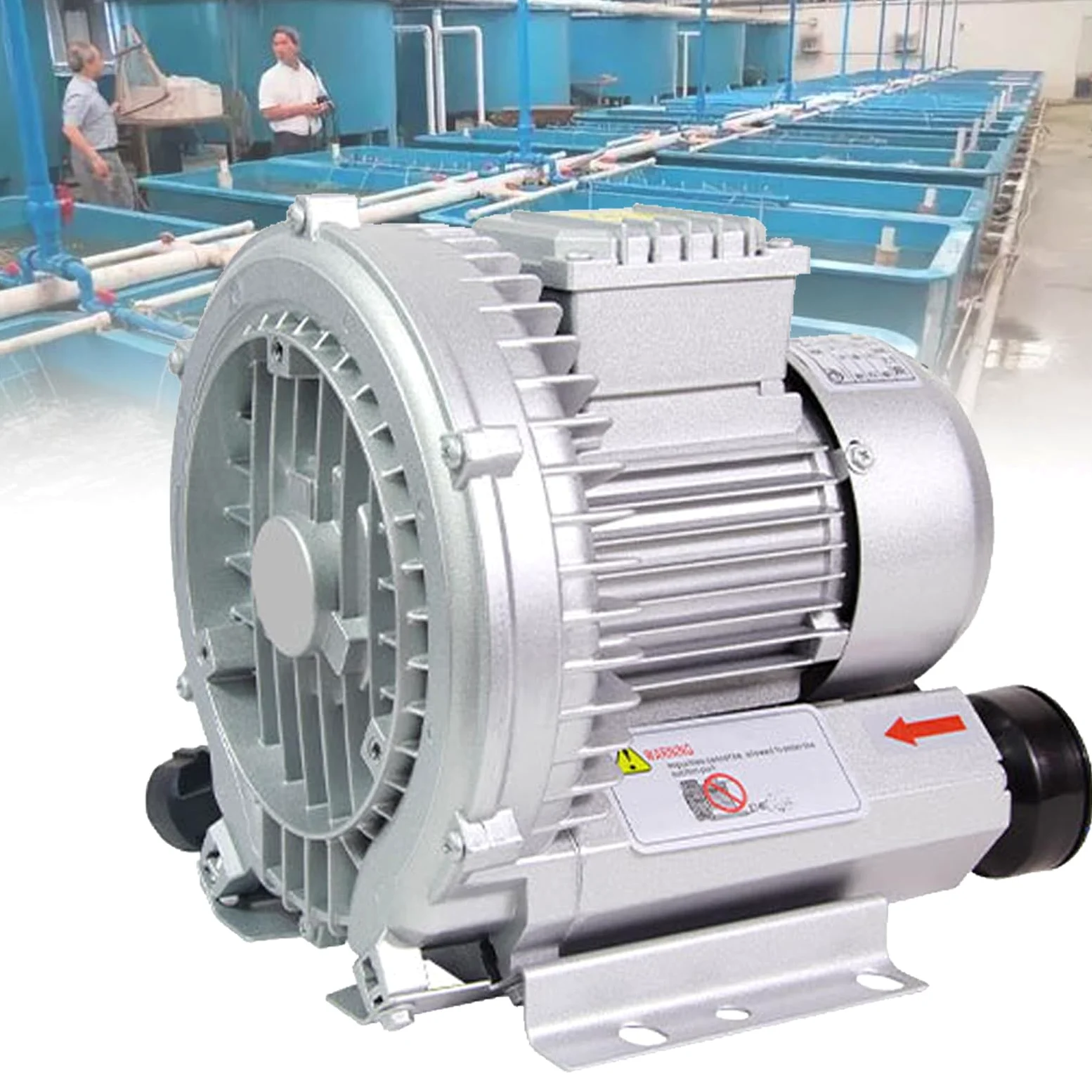 Genérico Soplador de Anillo de vórtice de Alta presión 180W/220V para aireación de Aguas residuales, acuarios y estanques de Peces - Bomba de vacío regenerativa, opción de 380V Disponible, solución d