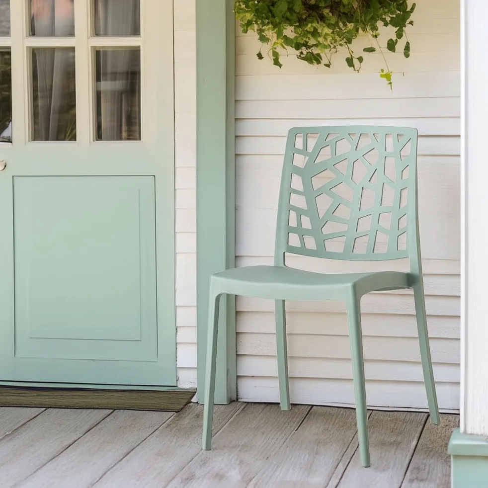 SIEDITI FUORI E DENTRO Sillas de Jardin en polypropylène Avec Fibre de verre, Sillas empilables pour extérieur ou intérieur, Design Moderne et Naturel - Trixy (4 Sillas, Verde Salvia)