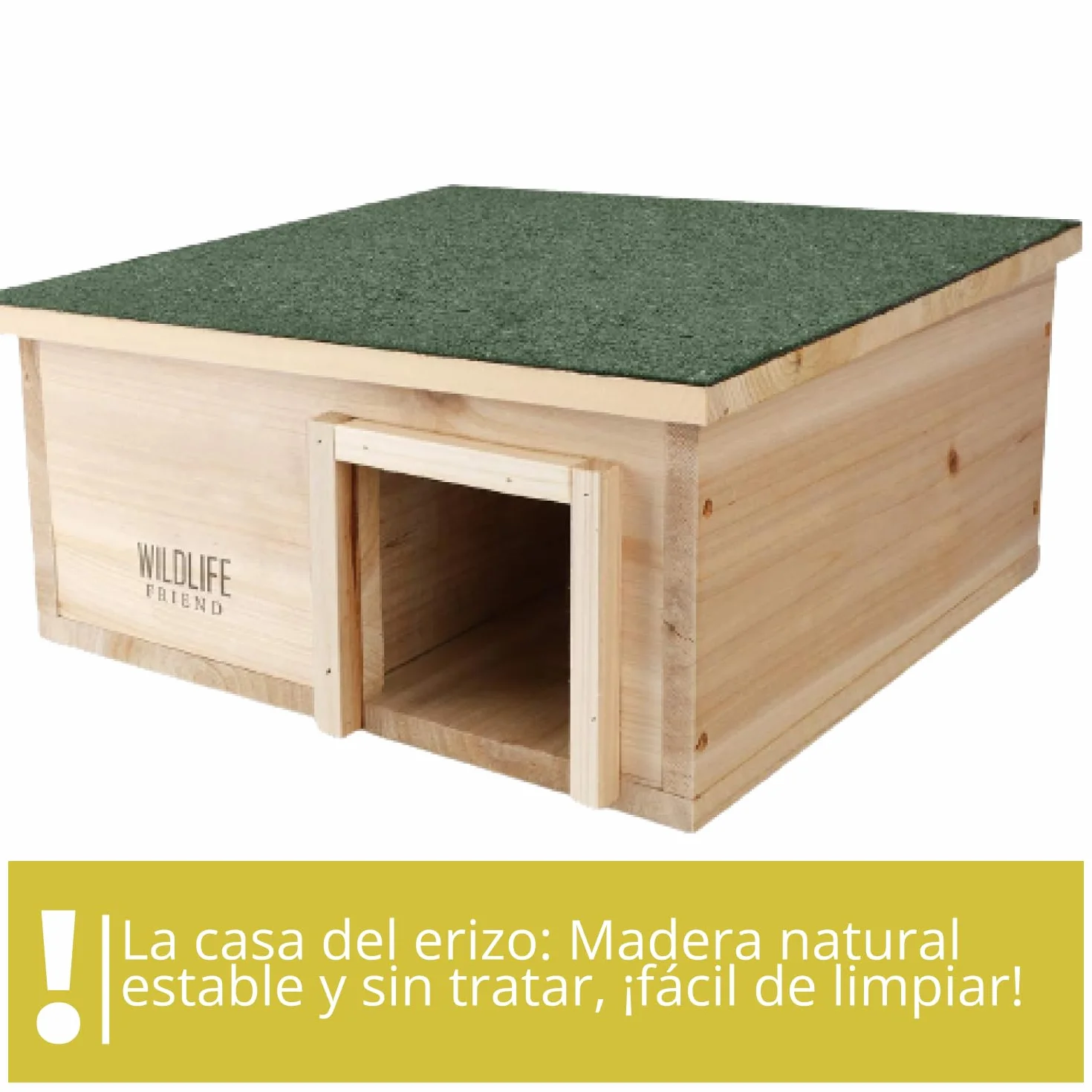 Wildlife Friend Caseta de Madera para erizos, Protege a tu Mascota de la interperie, Casa para jardínes Exteriores, Tamaño 40cm x 40cm x 19cm, Prepara el Nido y Protege a tu Mascota