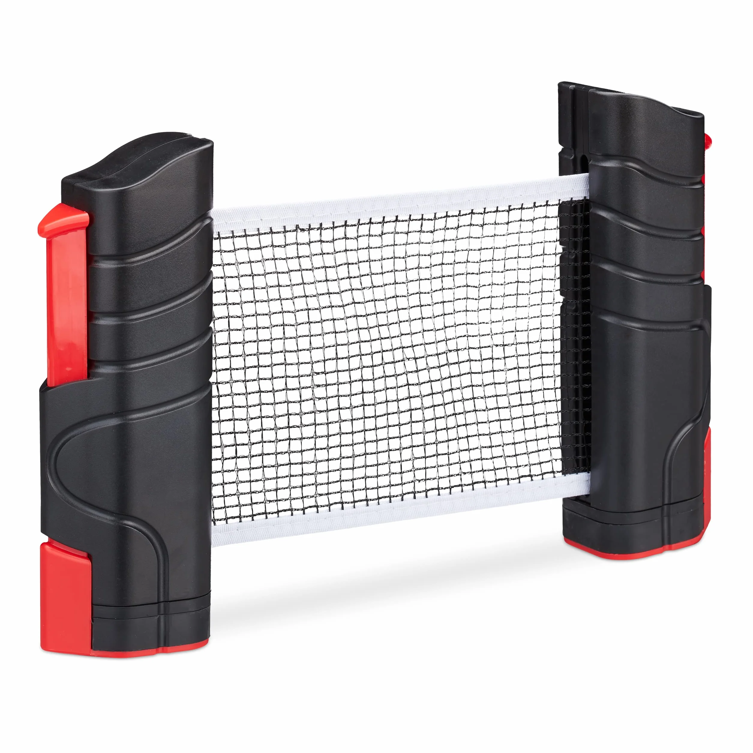 Relaxdays Red Ping Pong Extensible para Mesas con Tablero de hasta 5 cm, Negro y Rojo