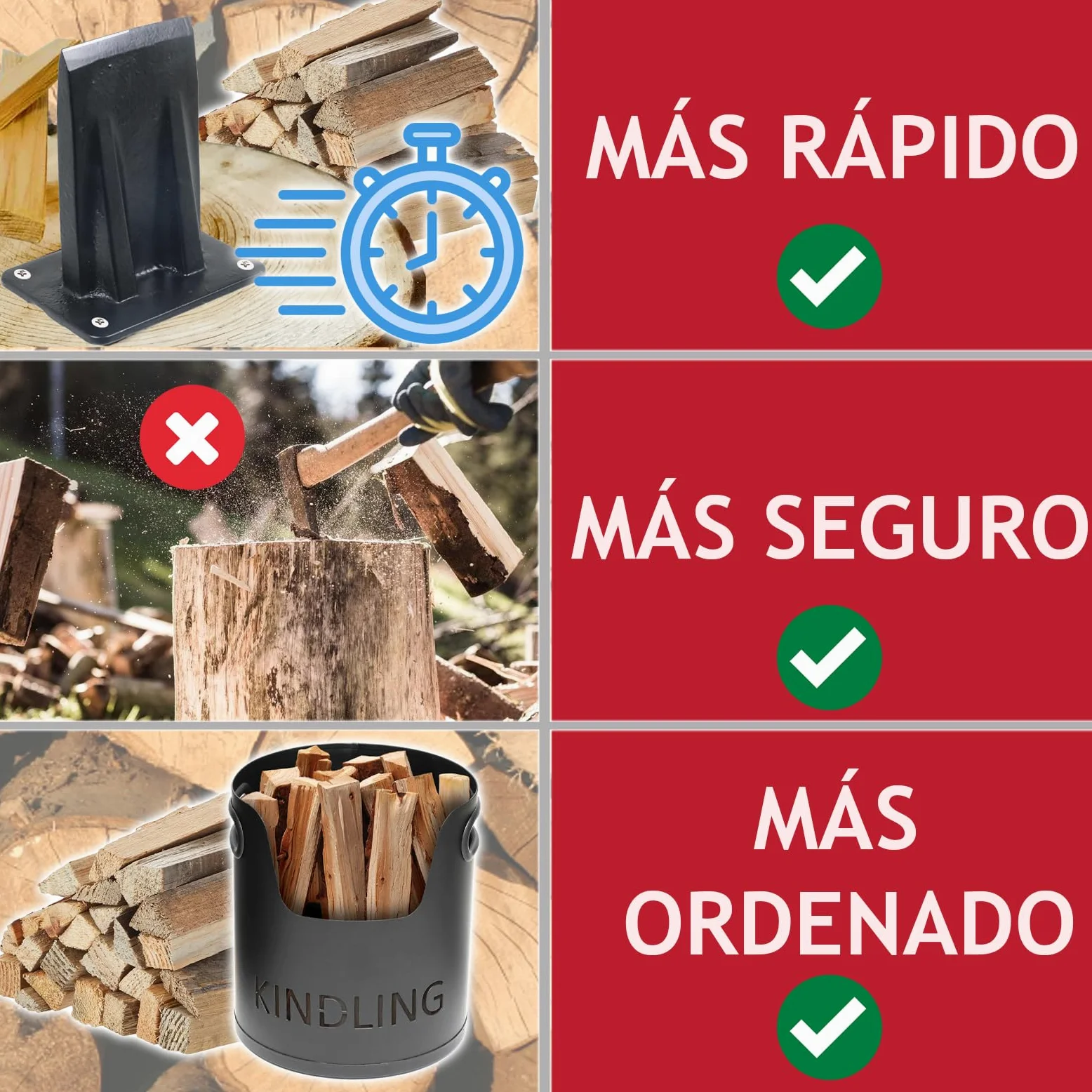 SPARES2GO Cuña para troncos 3 kg grande para partir leña
