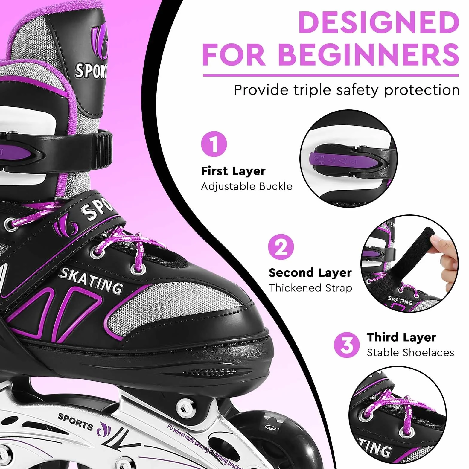 Patines en línea Ajustables para Niños y Niñas con Ruedas Luminosas, Patines de Ruedas para Principiantes