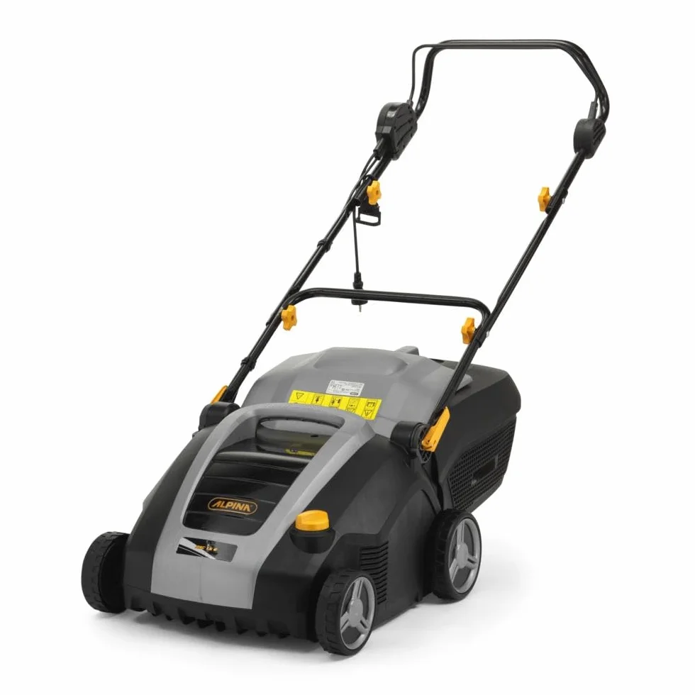 Alpina Escarificador eléctrico ASC 1.5 E, Motor de 1500 W, Con 20 cuchillas y 44 púas, Profundidad regulable de -12 mm a +8 mm, Escarifica y airea el terreno, Saco recogedor de 50 l