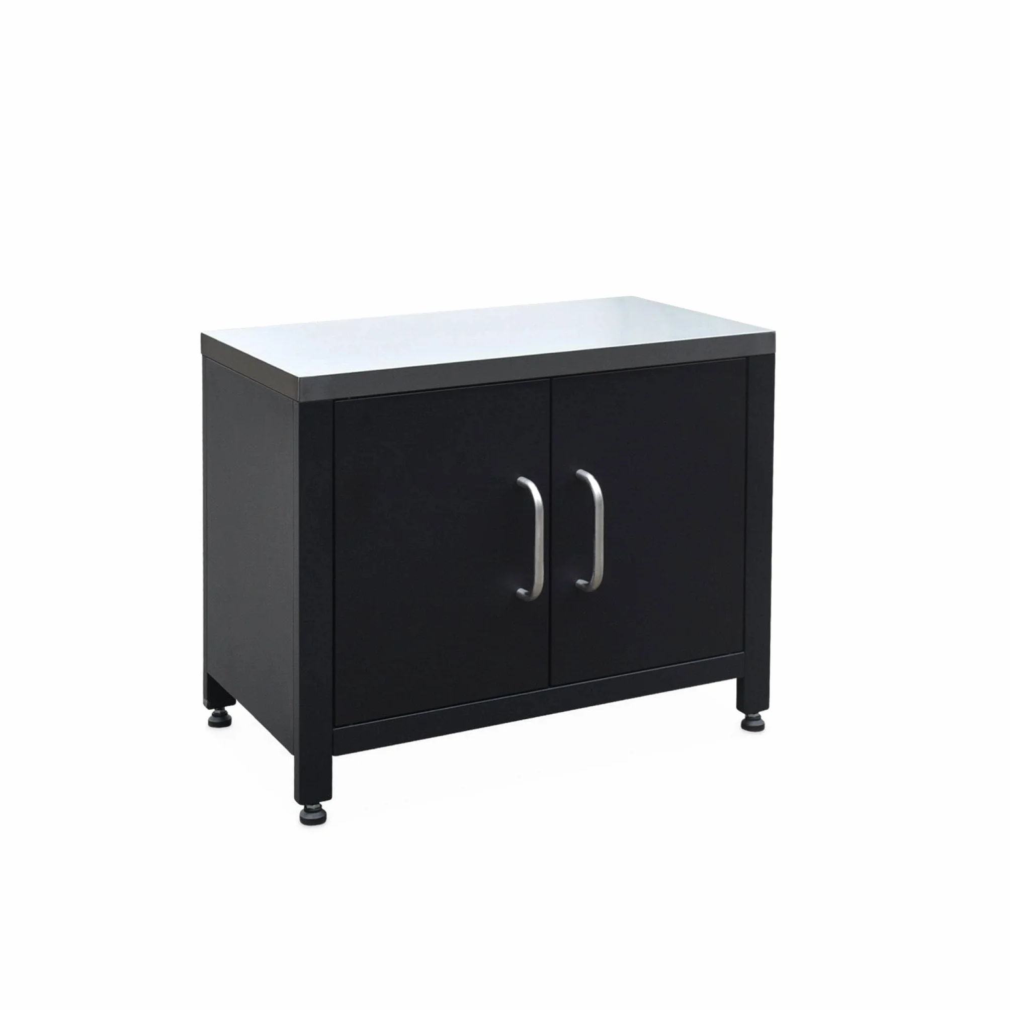 sweeek - Cocina exterior de acero, 80cm, Grimaud, Negro, 52.5x80x69 cm