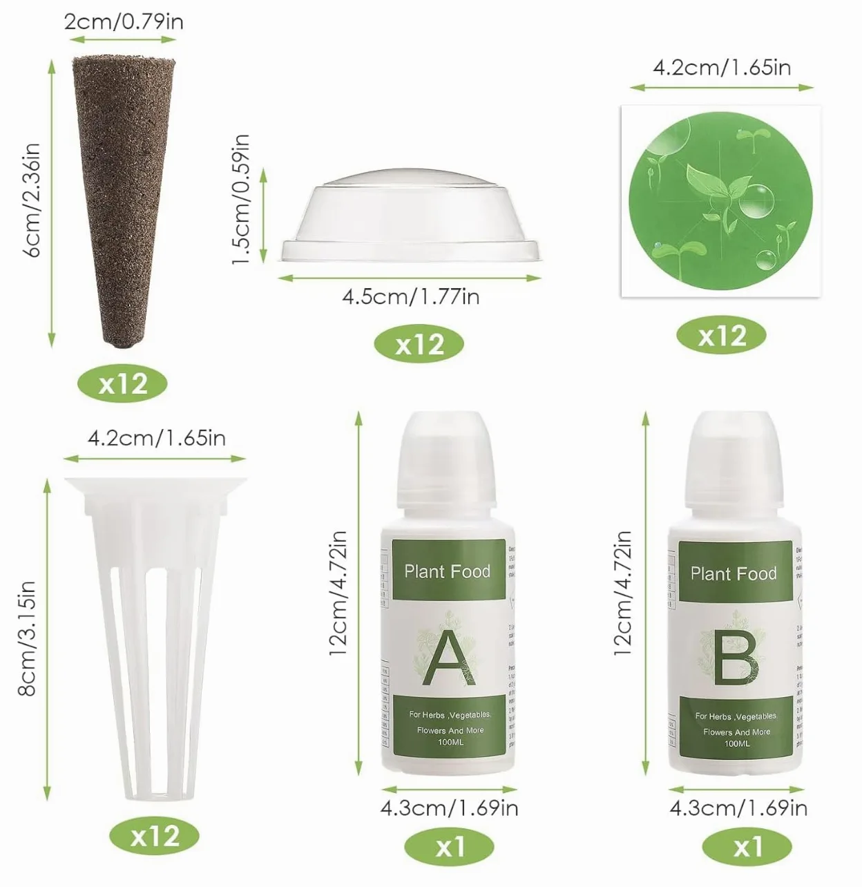 F.B Sistema de Cultivo Hidropónico Kit de Cultivo Interior con Iluminación LED Automática, Huerto Interior con Temporizador Automático, Altura Ajustable (12 Vainas)