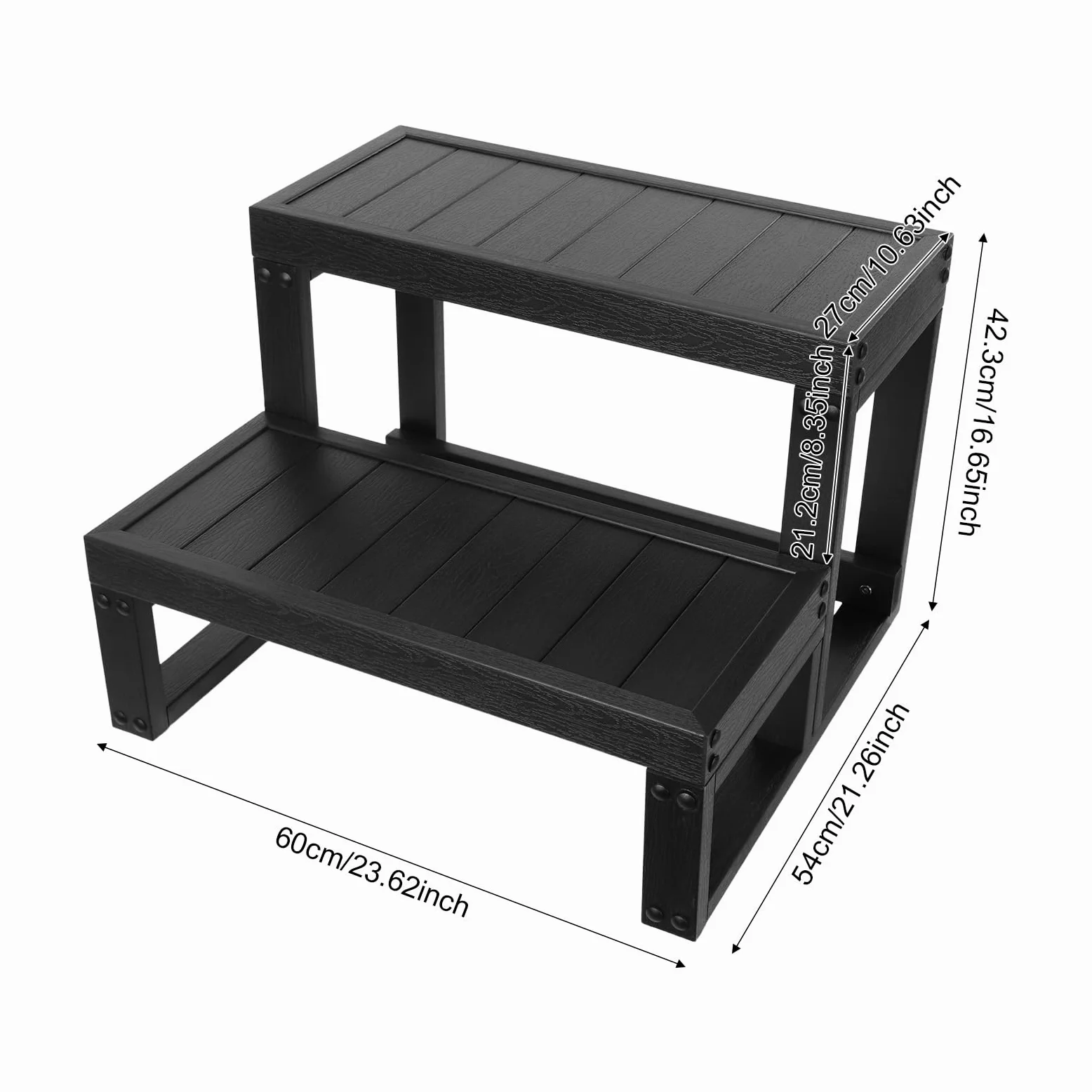2 escalones para bañera de hidromasaje, escalones para bañera de hidromasaje, 60 x 27 cm, jacuzzi para exteriores, antideslizantes, accesorios para bañera de hidromasaje, adecuado para baño y