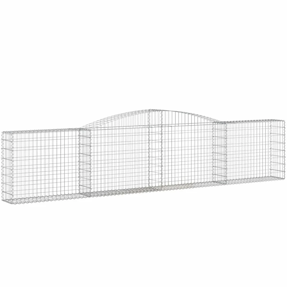 Gaviones galvanizados con arco alto, 3 unidades, 400 x 30 x 80/100 cm, para barrera de jardín y privacidad, cestas de alambre estables de hierro para piedras como decoración y protección contra