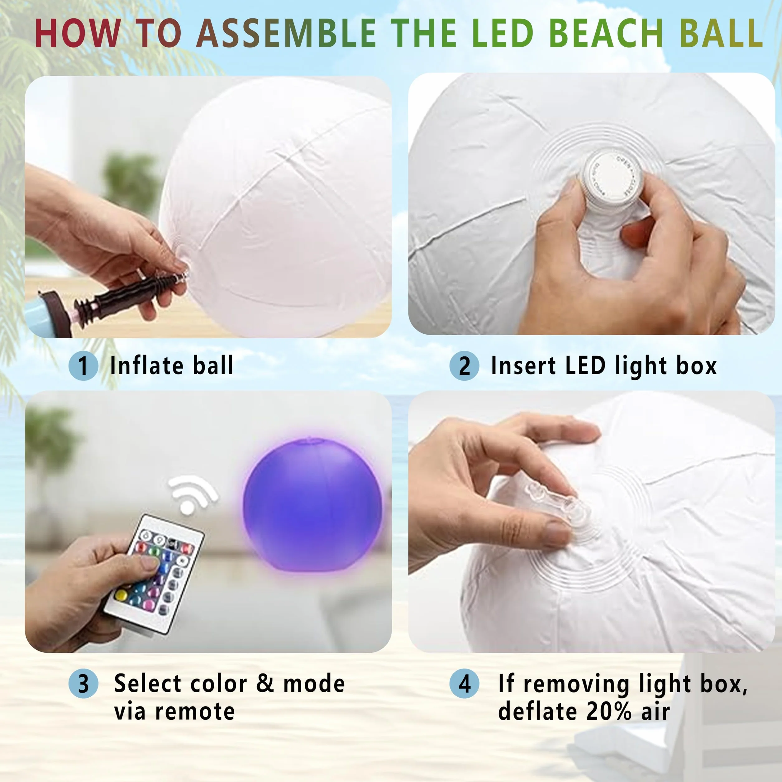 Luces Flotantes con Control Remoto, Pelotas de Playas Led de 16 Colores, Luz de Piscina Led, Luces Flotantes para Piscina para Fiestas en La Piscina, Playa y Jardín (Pelota 40cm-1)