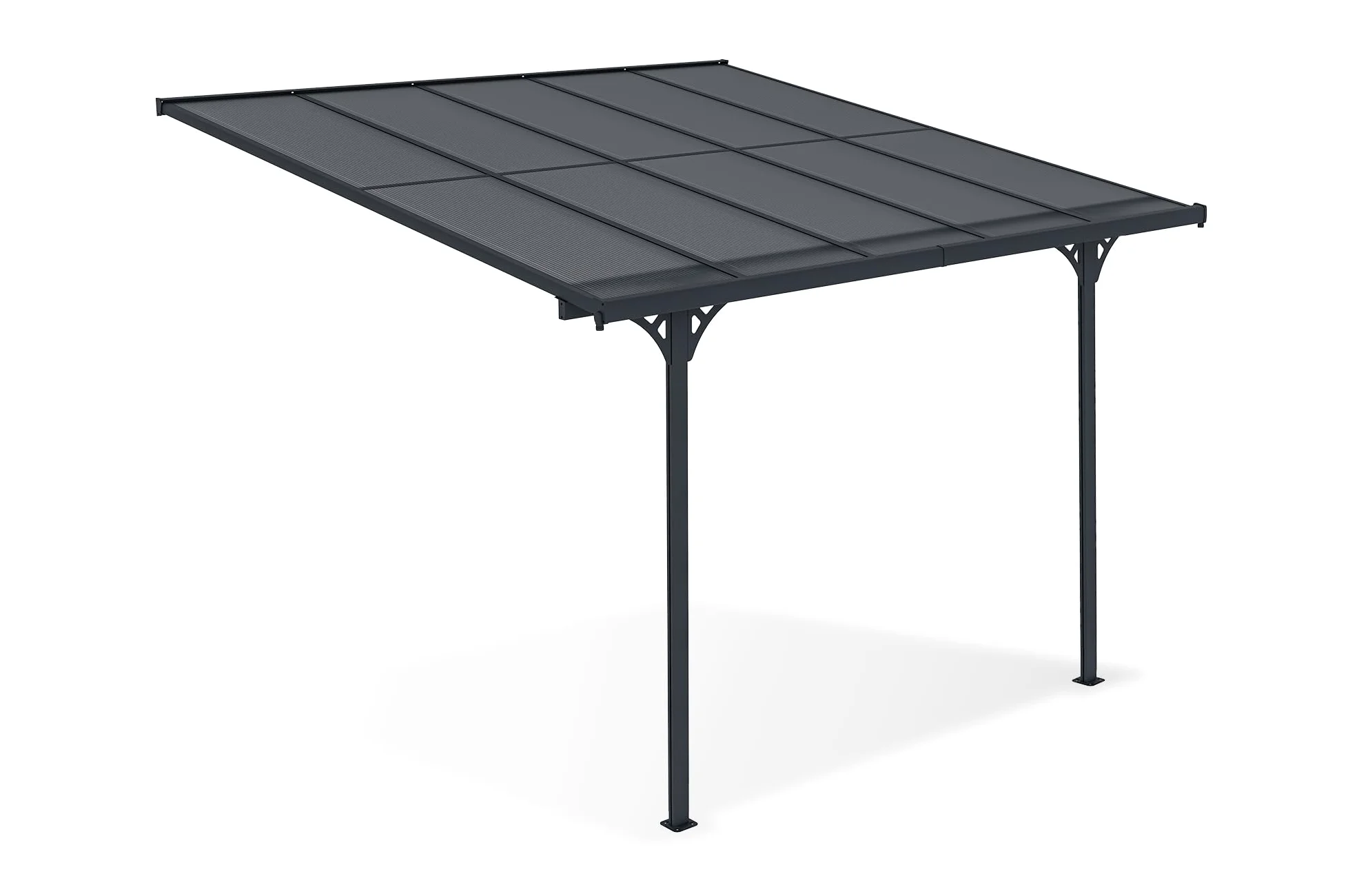 Cazeboo Pergola Adosada 3x3m Aluminio Gris KLEO