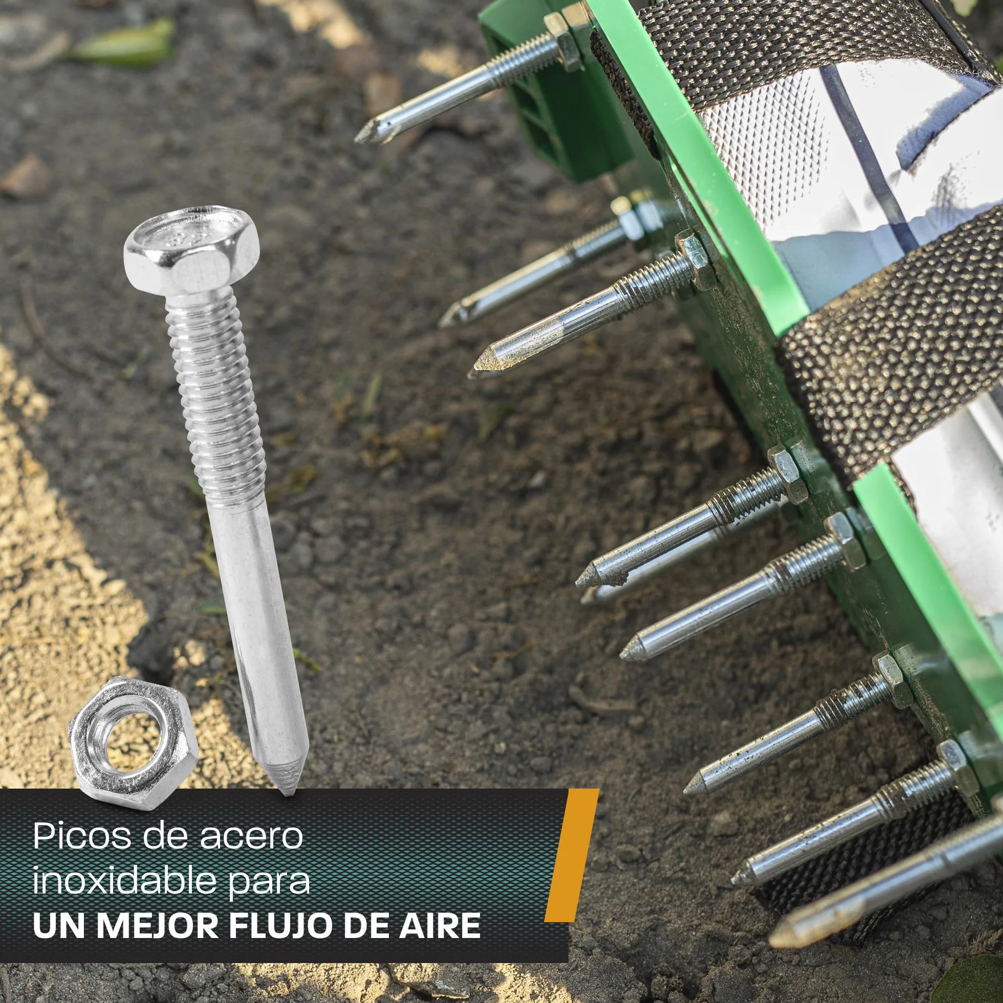 Hinrichs Zapatos Aireador de Césped - Zapatos con Clavos para Airear el Césped - Zapatos Aireadores de Césped con Correa Ajustable Flexible - Escarificador Cesped Manual para Airear el Suelo