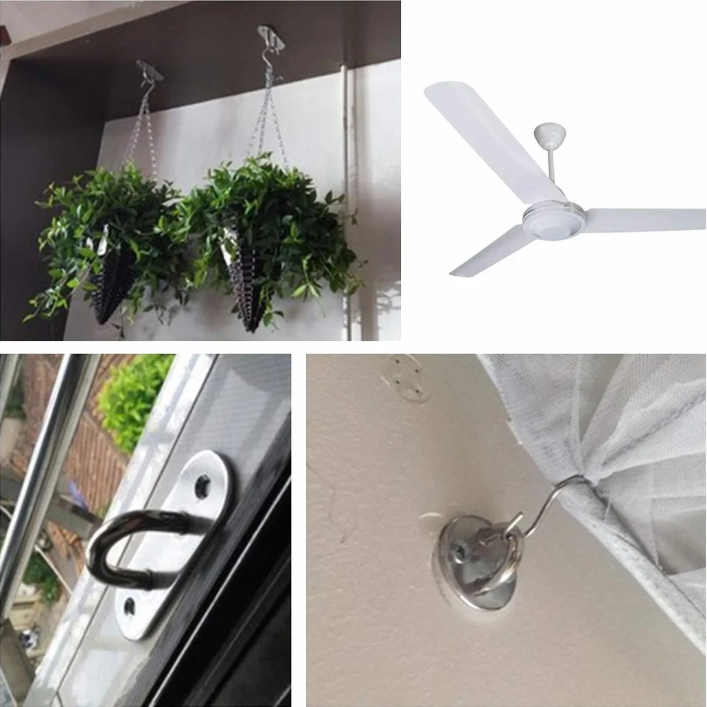 M8 Gancho para techo Gancho de pared de acero inoxidable 304 para yoga y hamaca Paquete de 4 (tornillos incluidos)