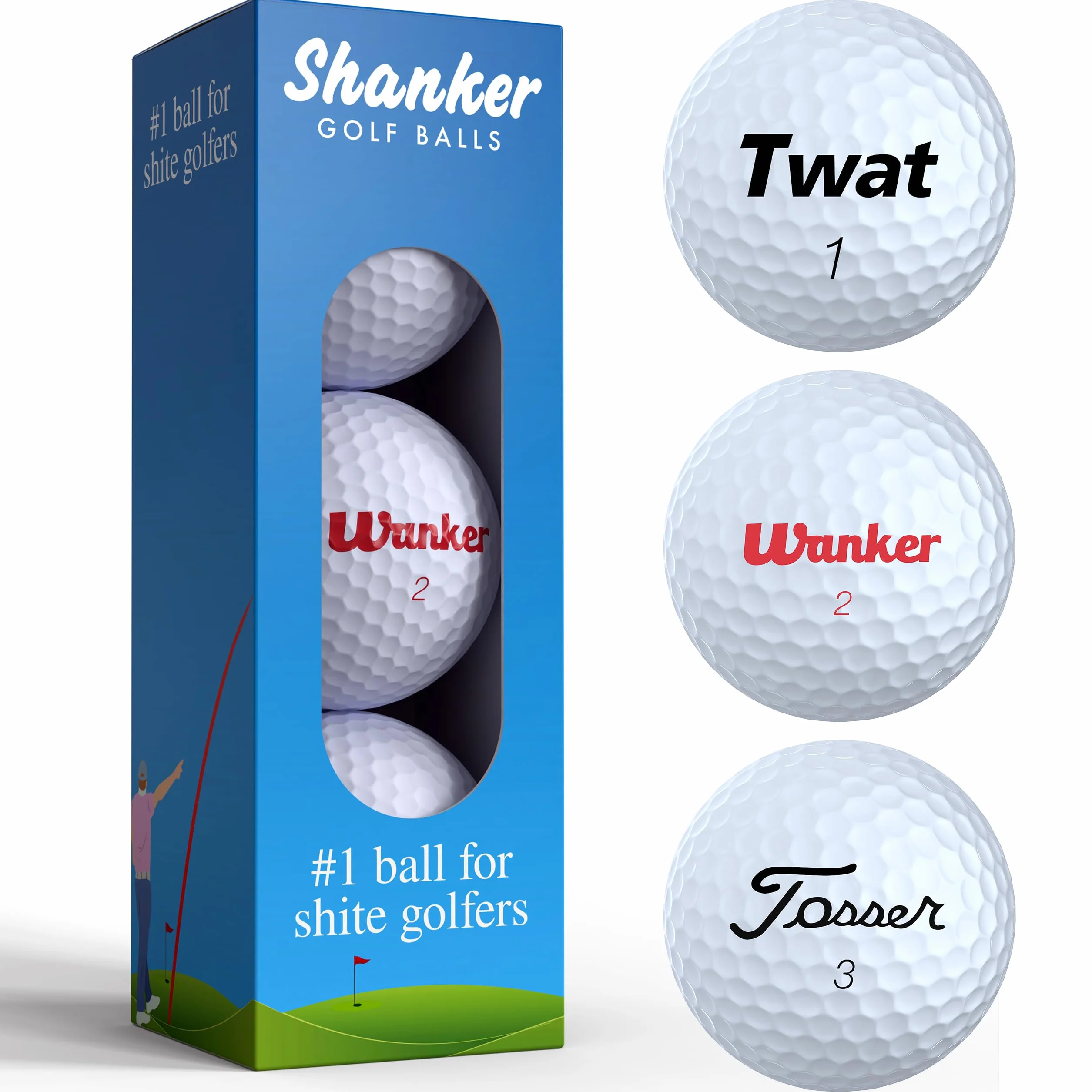 Shanker Golf Bolas de truco grosero con refranes divertidos paquete de regalo