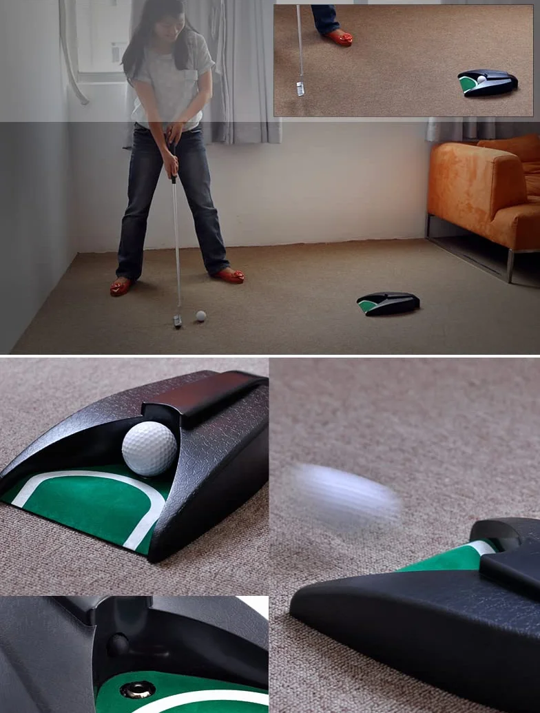 LEAGY Putter Portátil de Golf de Práctica de Viaje con Sistema de Retorno de Bola, Set de Putter con Estuche
