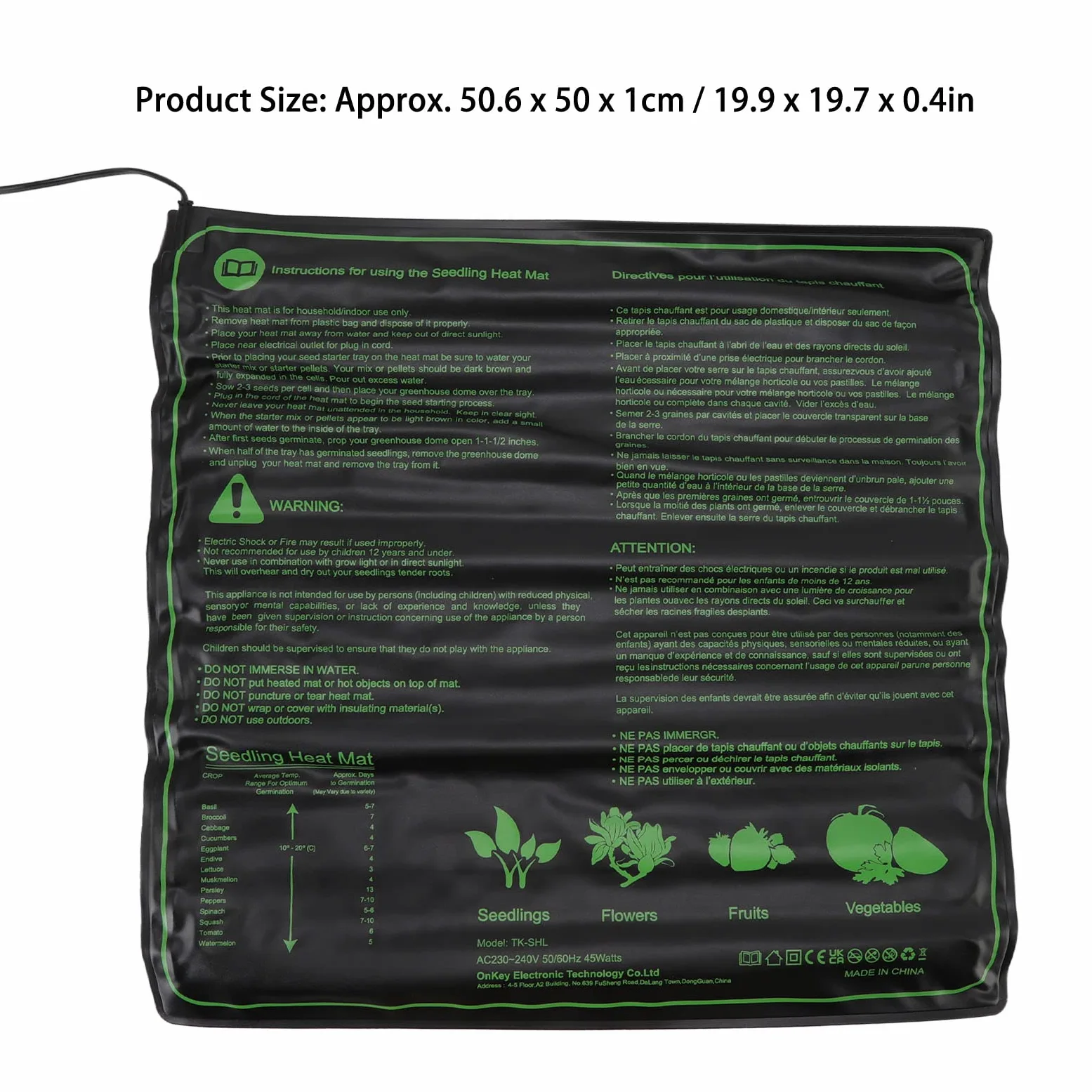 Alfombrilla térmica impermeable 50x50cm para plántulas, almohadilla calefactora hidropónica para plantas