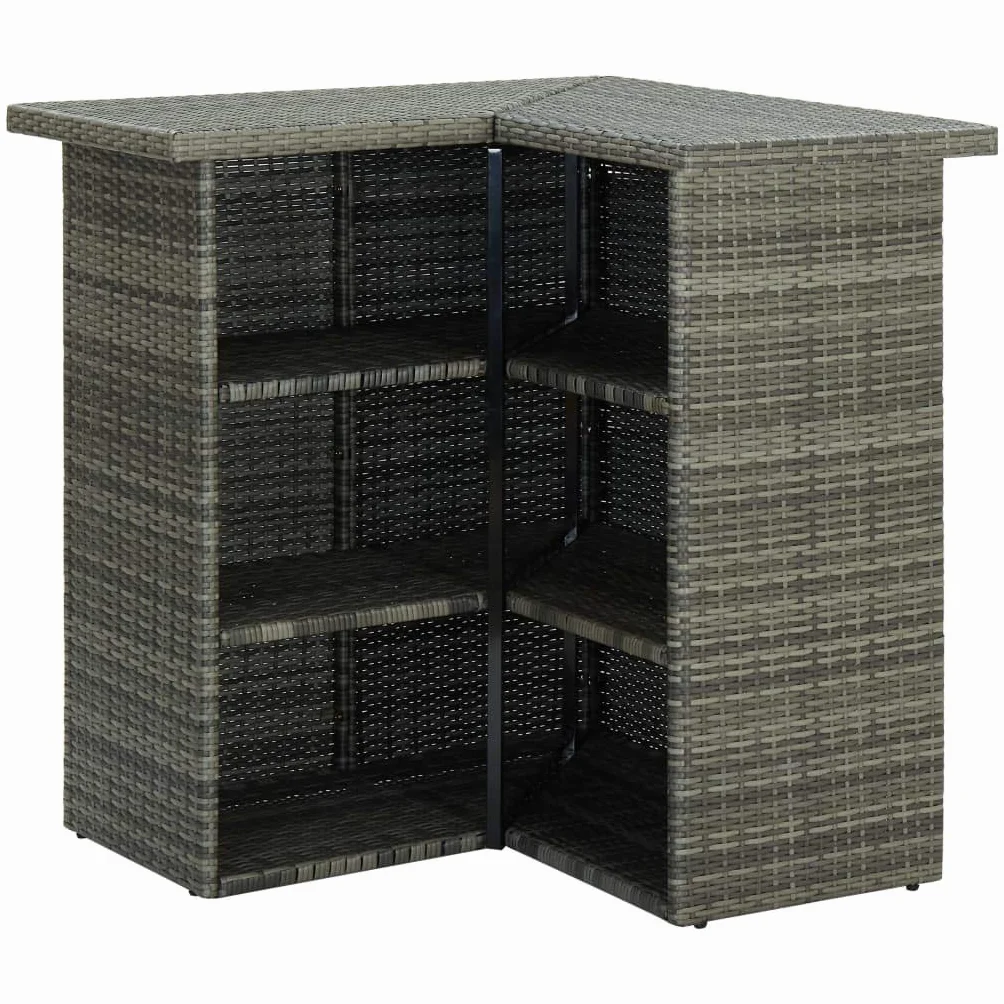 vidaXL Set de Bar para Jardín 8 Piezas y Cojines Asiento Silla Mesa Patio Terraza Barra Bistró Muebles Mobiliario Ratán Sintético Gris