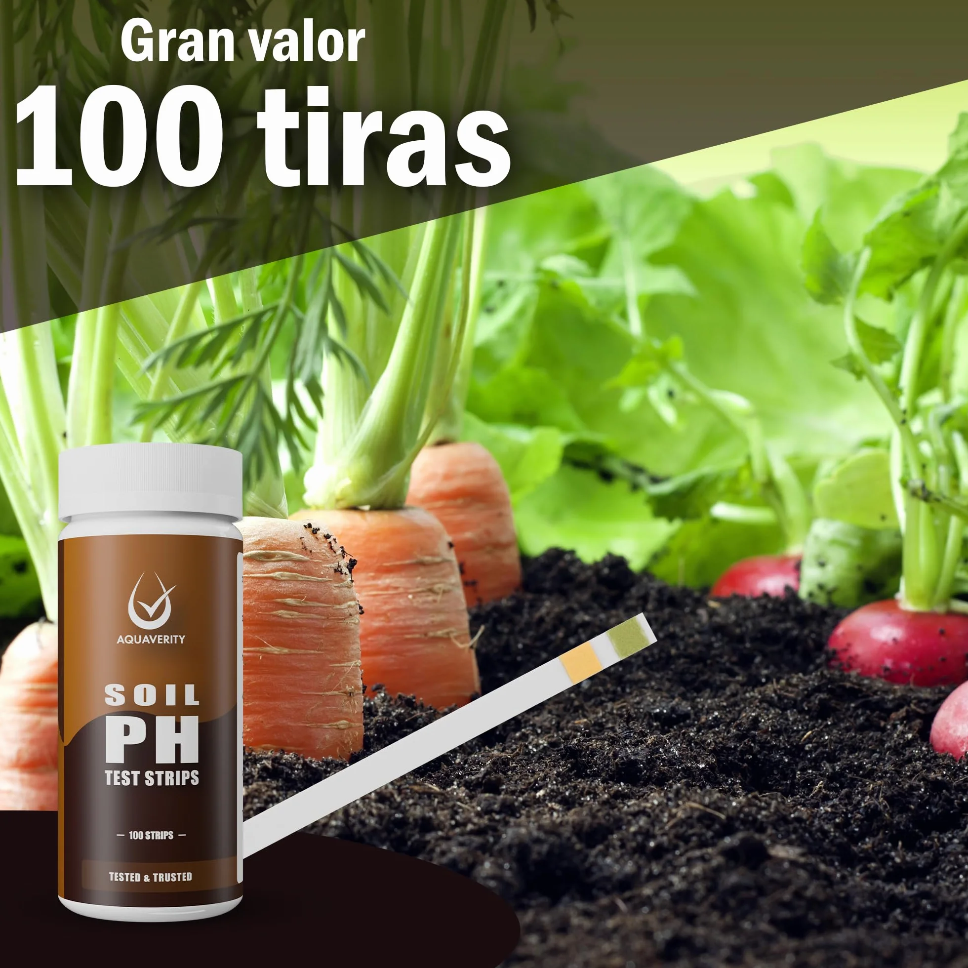 Kit de prueba de suelo: 100 tiras de prueba de pH del suelo (rango 3-9) pruebas de pH rápidas y precisas para jardín, césped y plantas | Tiras probadoras de pH fáciles de