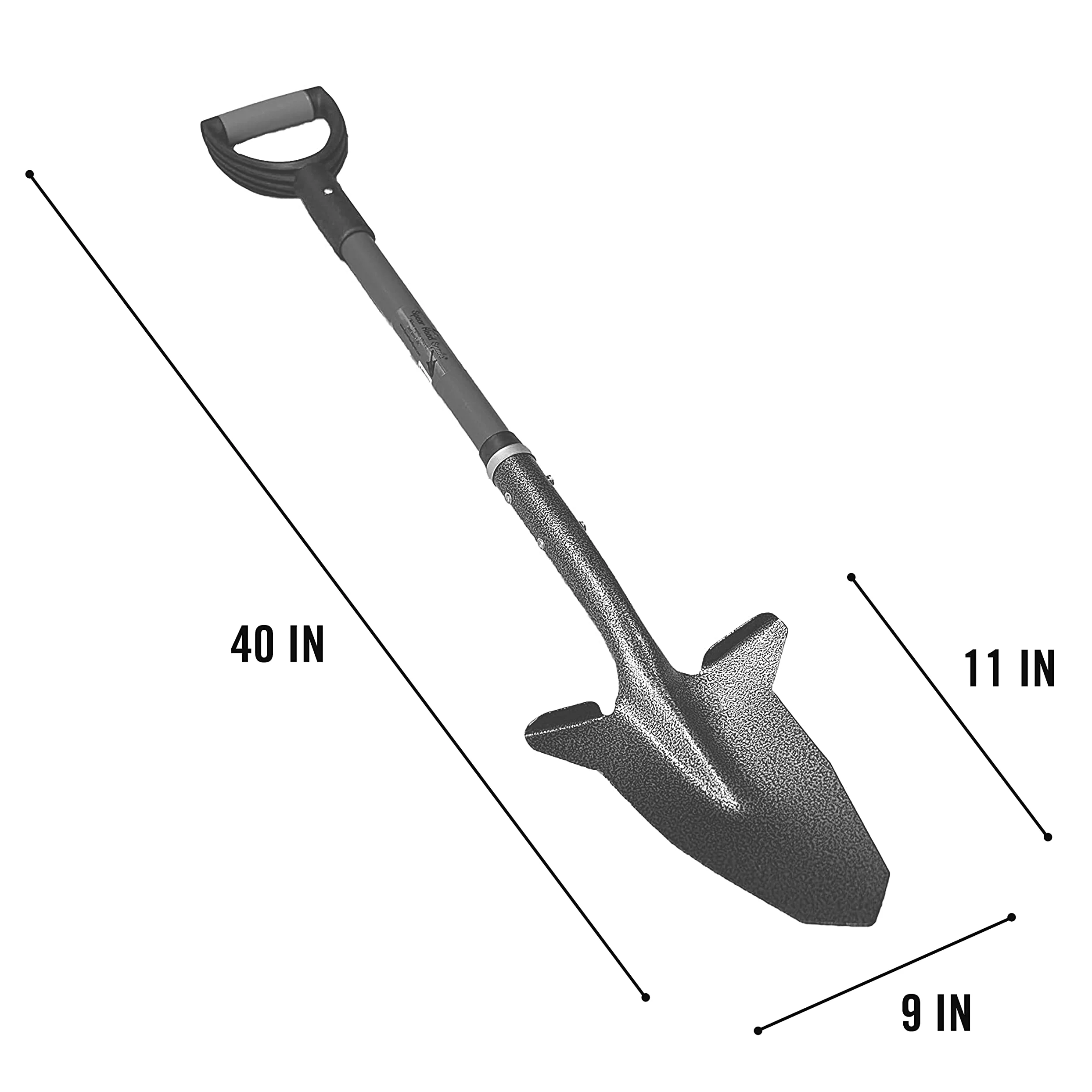 Spear Head Spade Pala de jardinería con mango de fibra de vidrio reforzado de acero, agarre en D acolchado y hoja de acero endurecido afilada, pala galardonada, modelo SHFD3 rojo