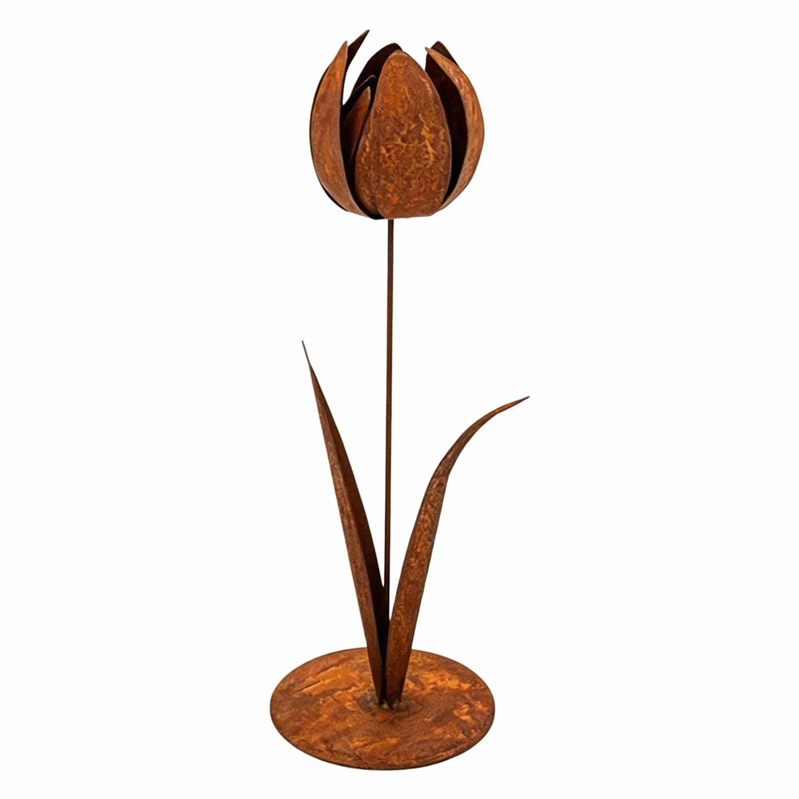 PANGBOER Retros Styles - Tulipanes de metal oxidado para patio, resistente a la intemperie, estaca decorativa a prueba de óxido, escultura de hierro