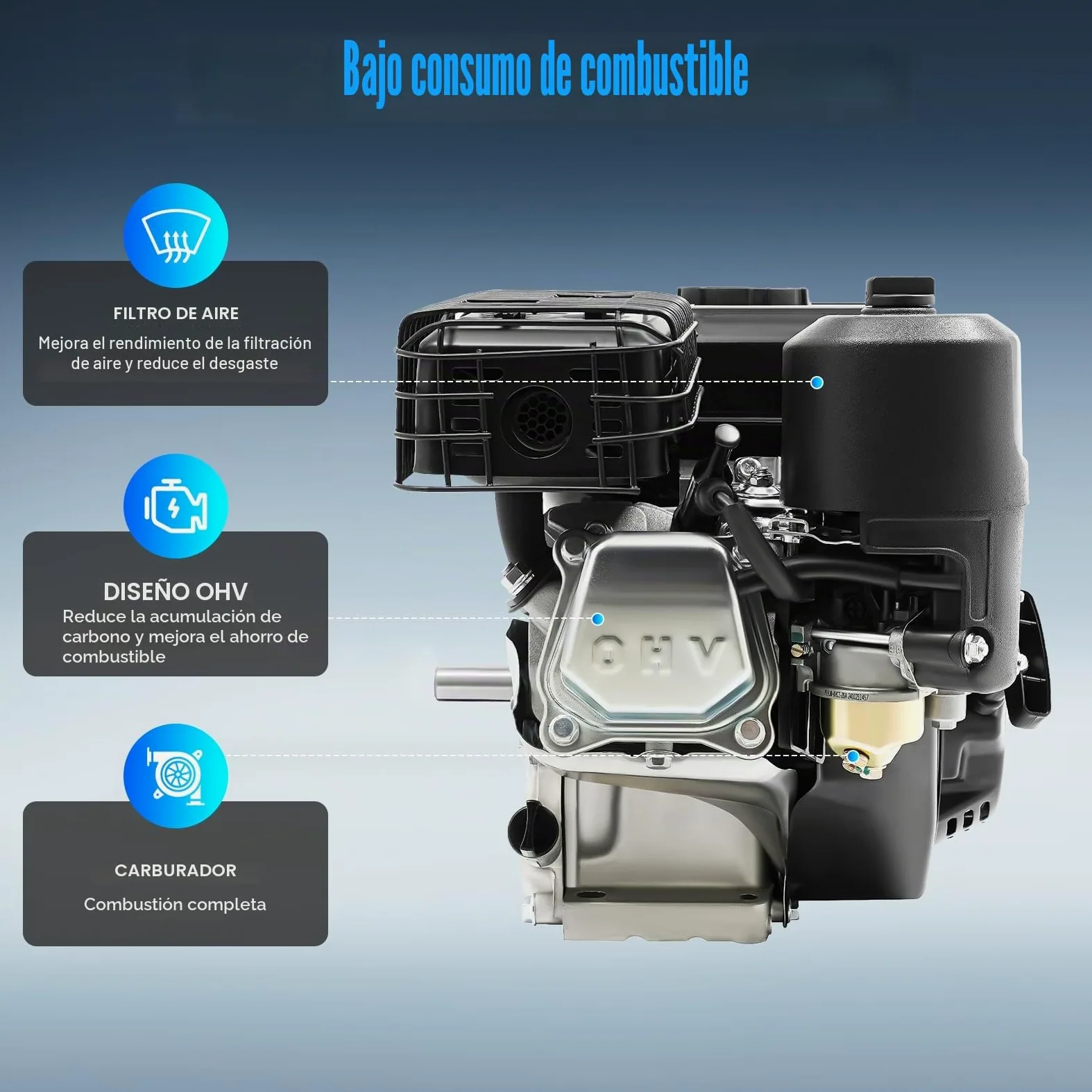 Motor de gasolina de 4 tiempos 7,5 CV, motor estacionario, industrial, motor para go-karts, de repuesto, de tracción, para cargas pesadas, refrigeración por aire, para go-karts
