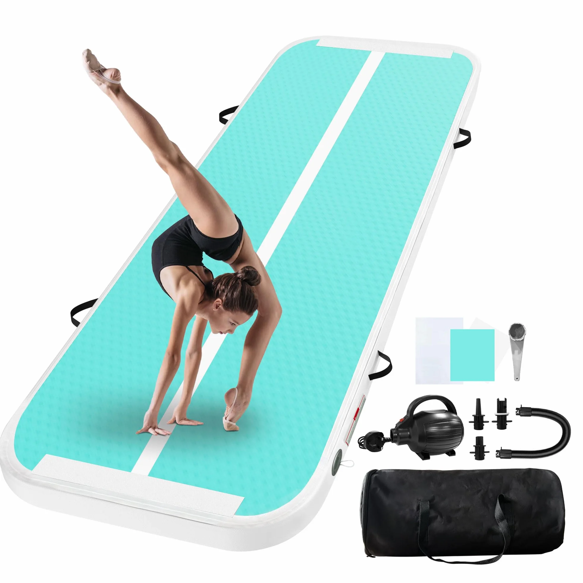 Colchón de Gimnasia Air Tumble Track Hinchable 6,6ft 10ft 13ft 16ft 20ft 10cm para Tumbling Yoga Agua Danza